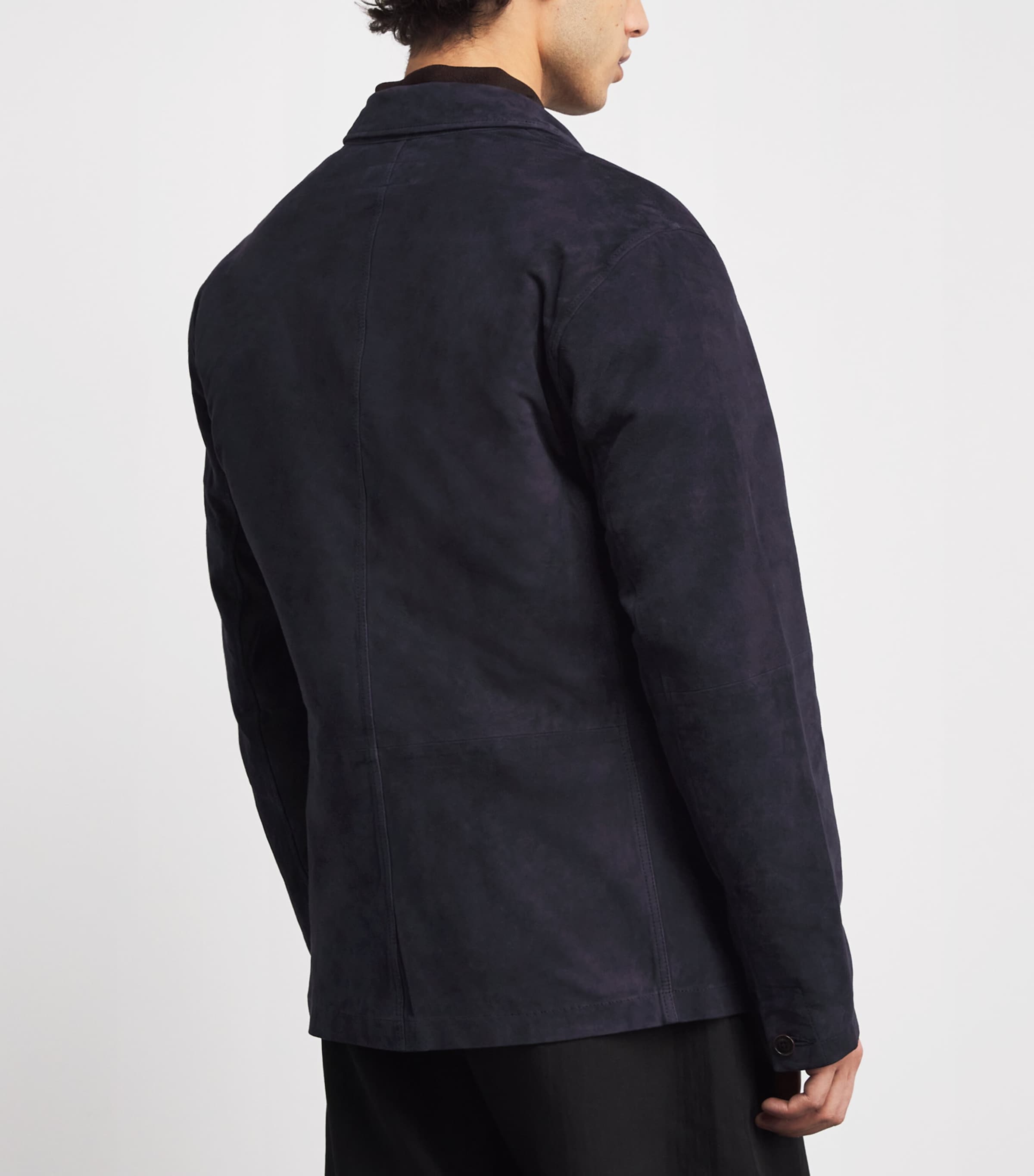 Polo Ralph Lauren Mens Suede Blazer Navy Image 4