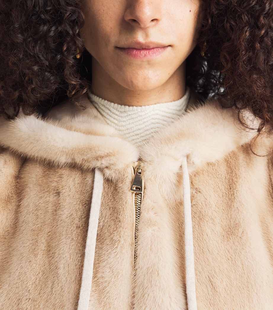 Fabiana Filippi Womens Mink Fur Hooded Gilet Acero Image 3