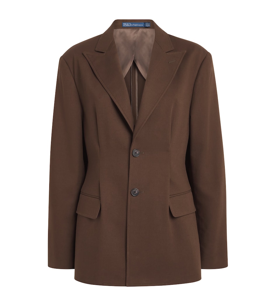 Polo Ralph Lauren Womens Cotton-Wool Crepe Blazer Dark Beech Image 1