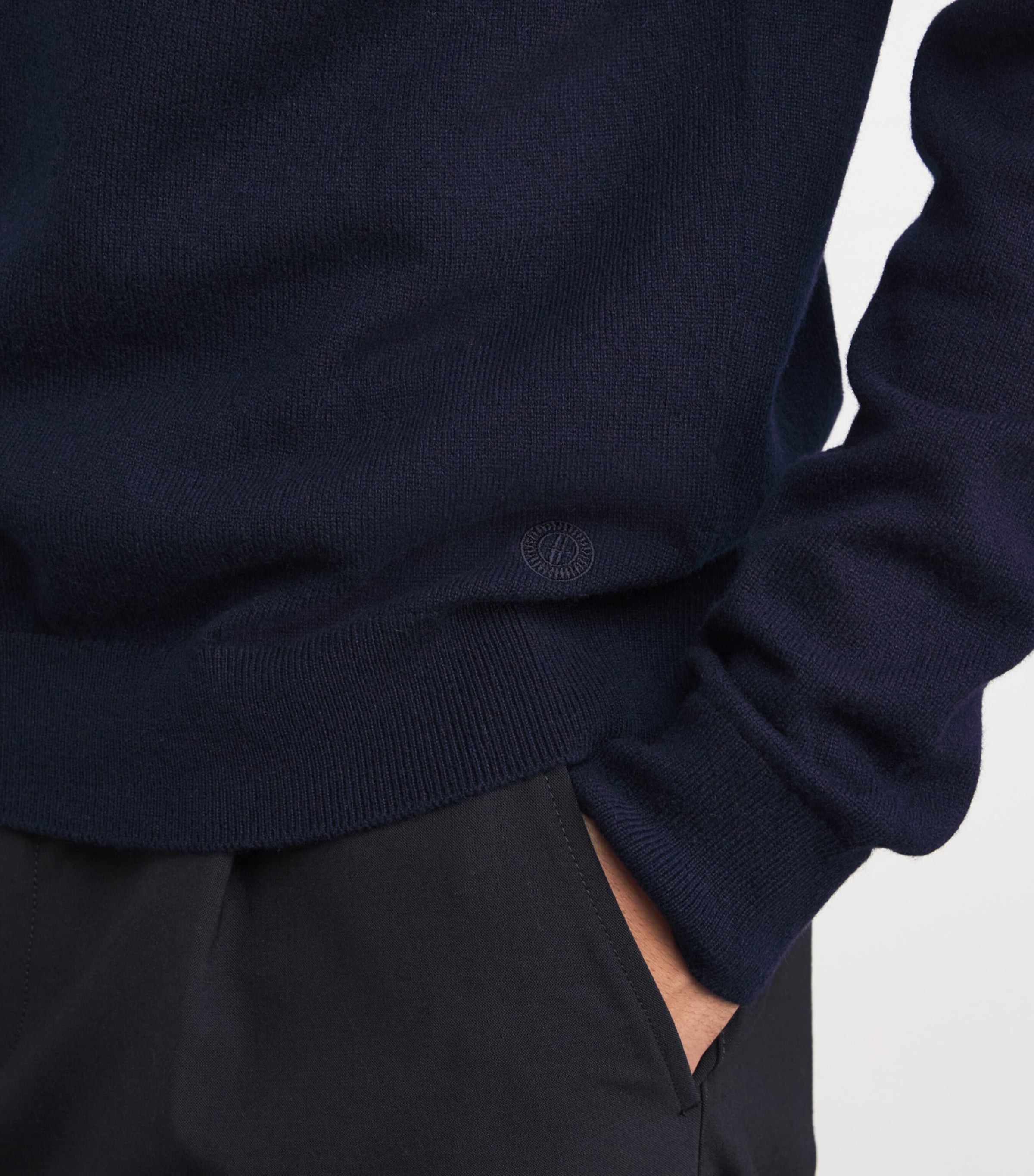 Cashmere Polo Sweater T&D NAVY Image 6
