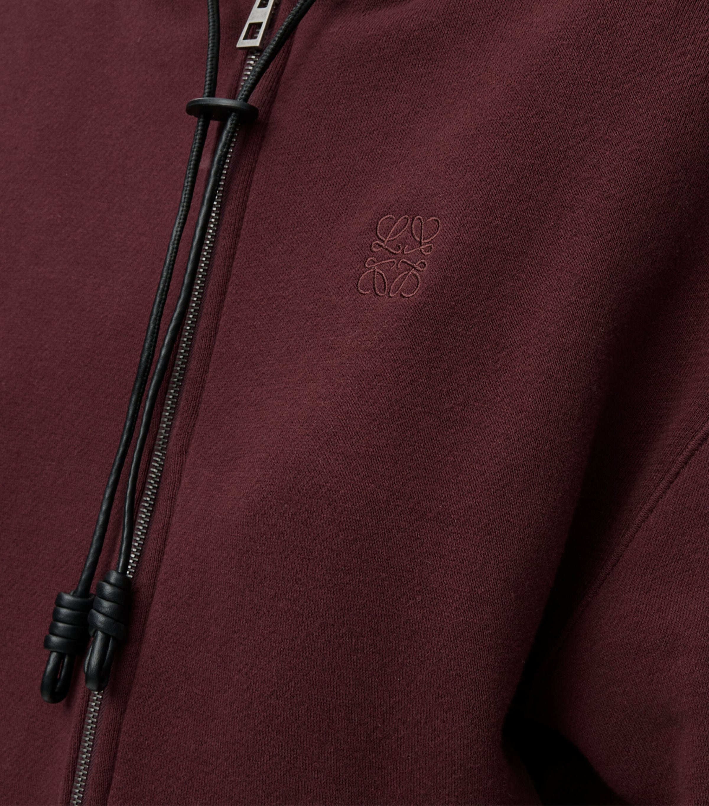 Cotton-Cashmere Flamenco Zip-Up Hoodie DARK BURGUNDY Image 5