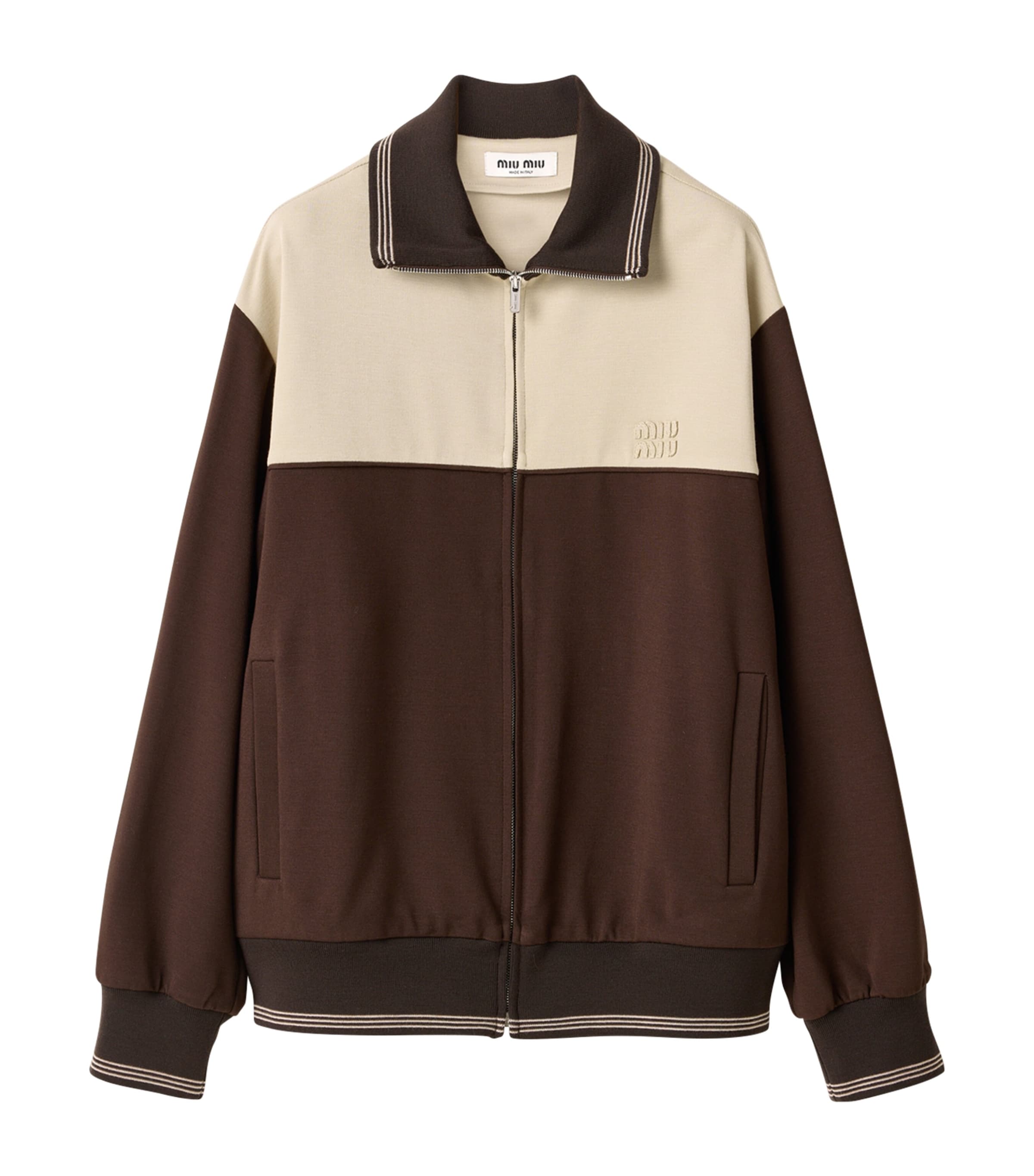 ジャケット・アウター miumiu ArchiveTwo-tone nylon jacket 38 Miu Miu Brown Two-Tone Zip-Up Bomber Jacket | Harrods UK