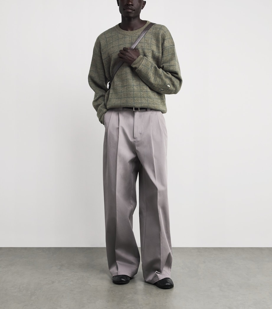Maison Margiela Mens Virgin Wool Check Sweater Military Green Image 2