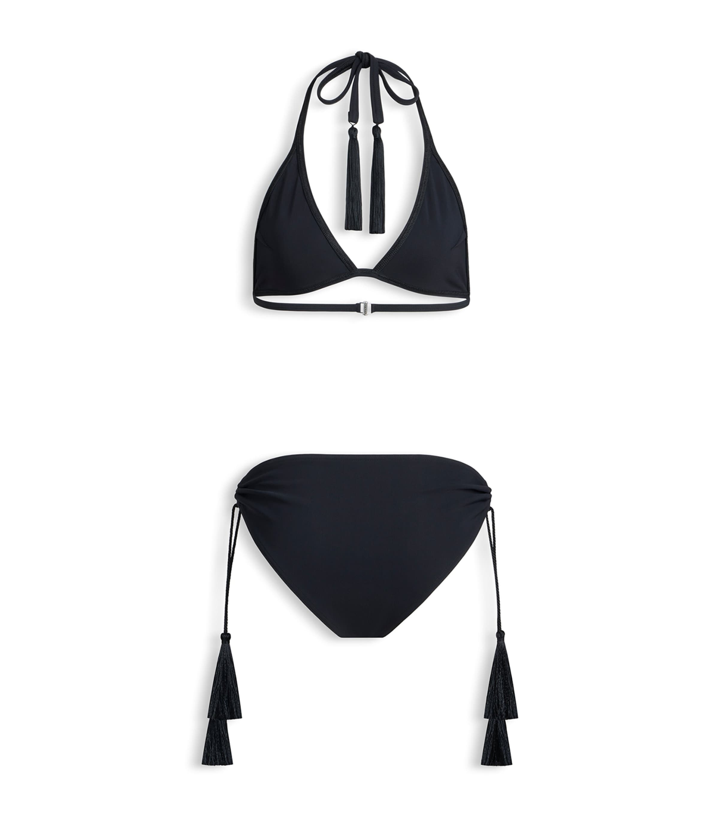 Alaïa Womens Tassel-Tie Triangle Bikini Black Image 2