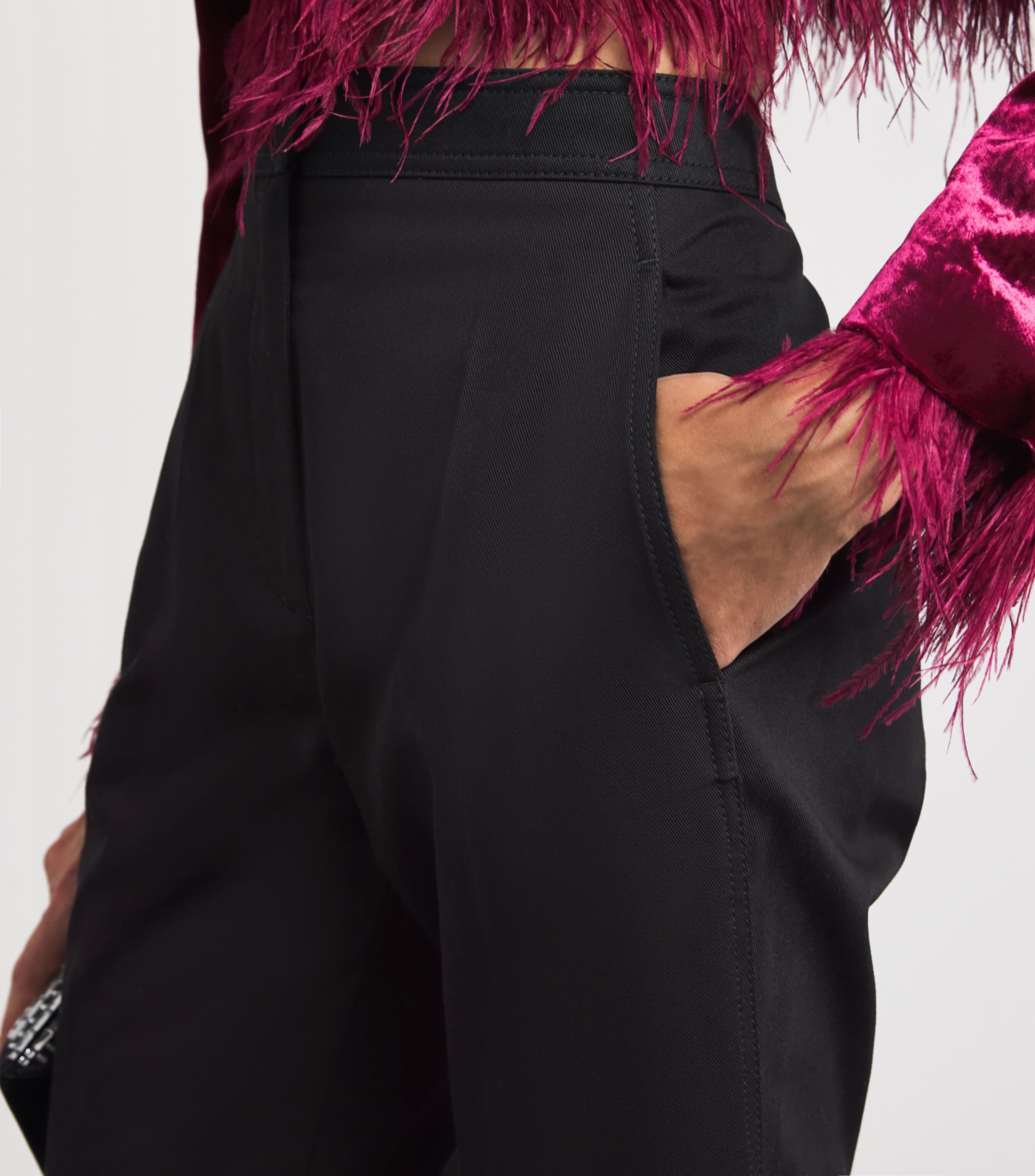 Cotton Twill Straight Trousers 9999 BLACK Image 6