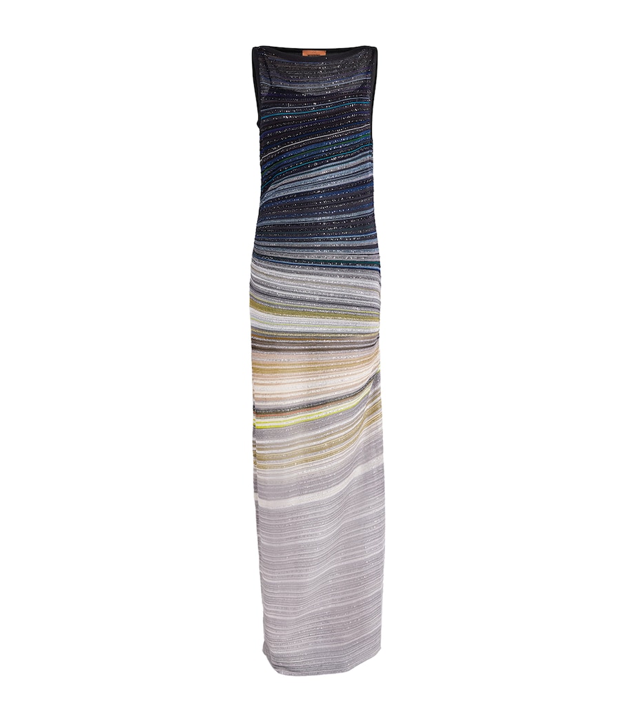 Lamé Embellished Stripe Maxi Dress SM9WR BLUE/LGHT GREY Image 1