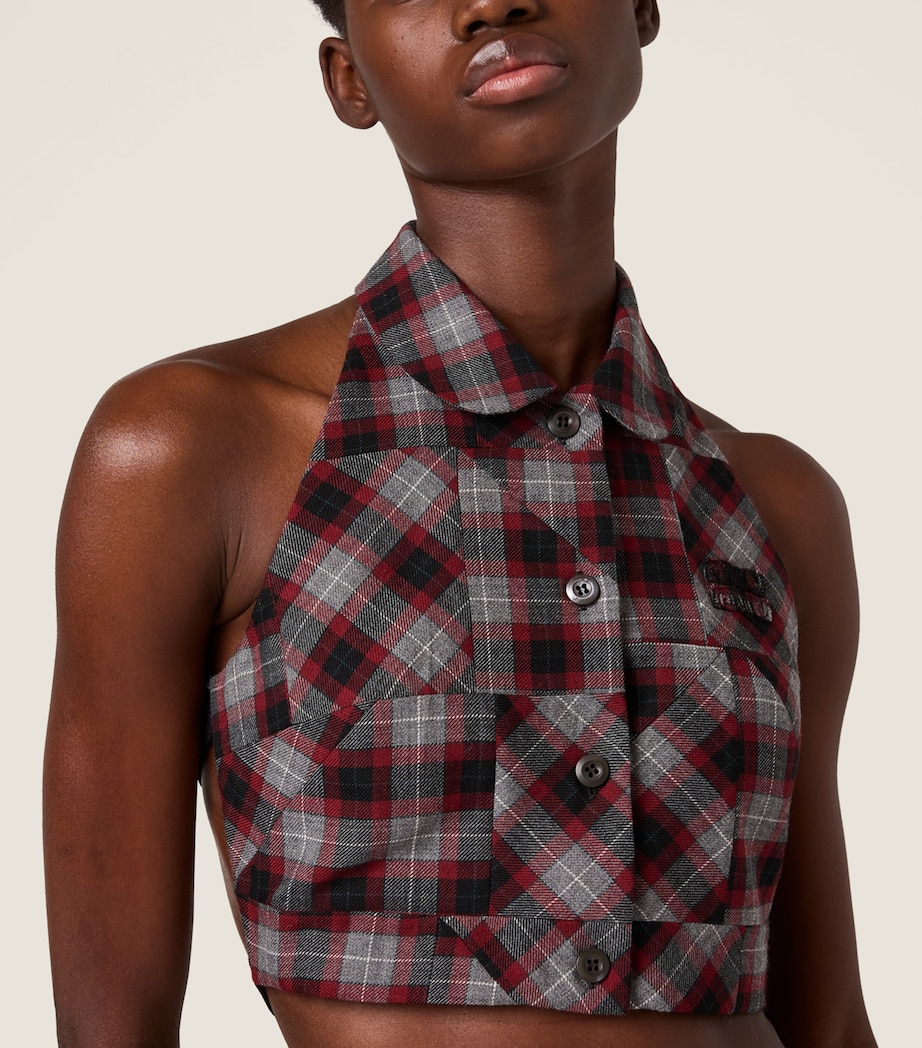 Miu Miu Womens Wool Tartan Patchwork Top Image 5