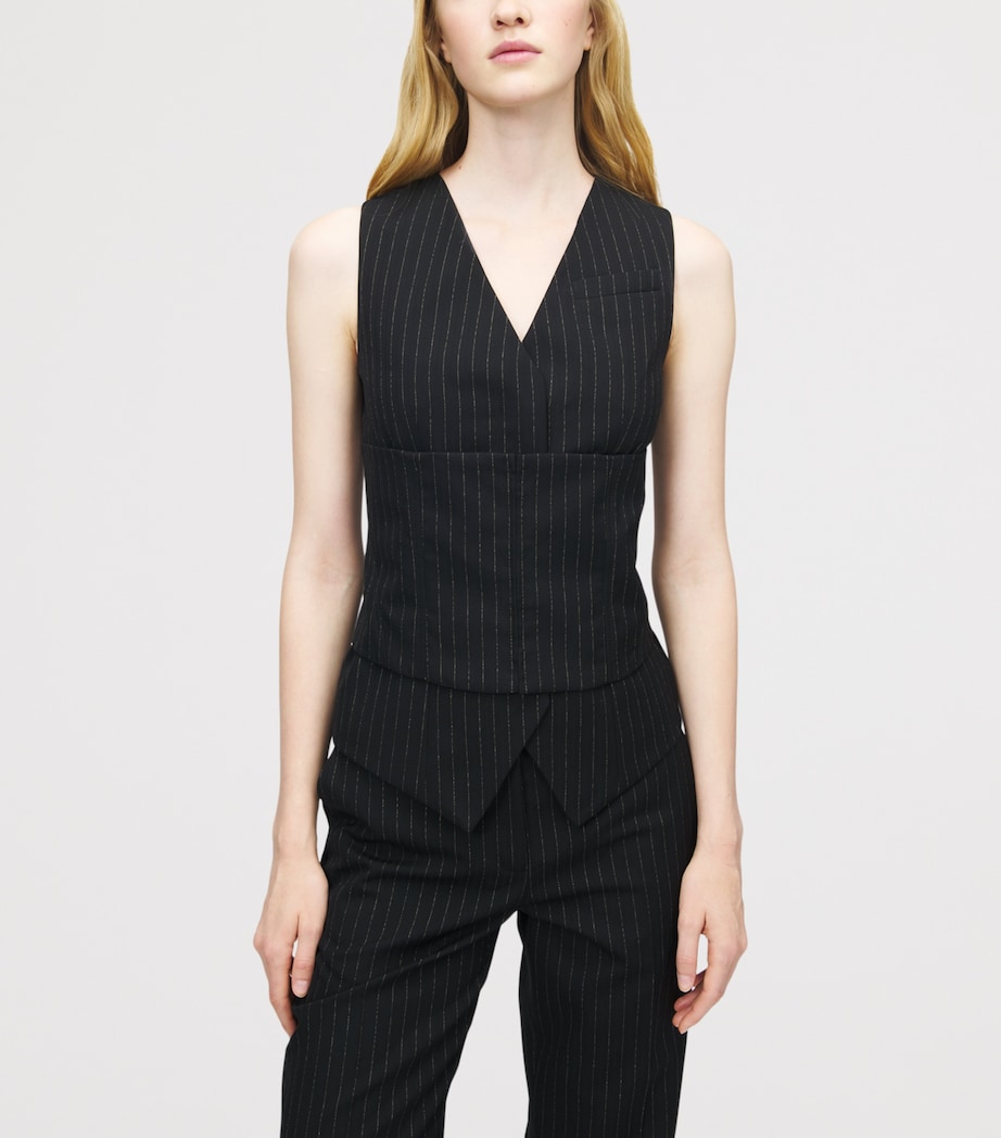 McQueen Womens Wool Pinstripe Waistcoat Image 4