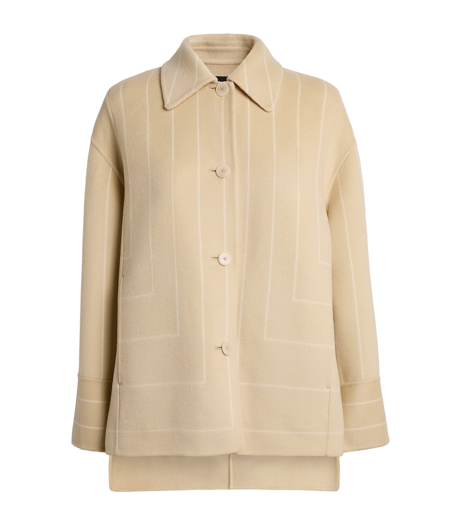 Wool-Silk Stripe Molitor Coat AFFOGATO/IVORY Image 1