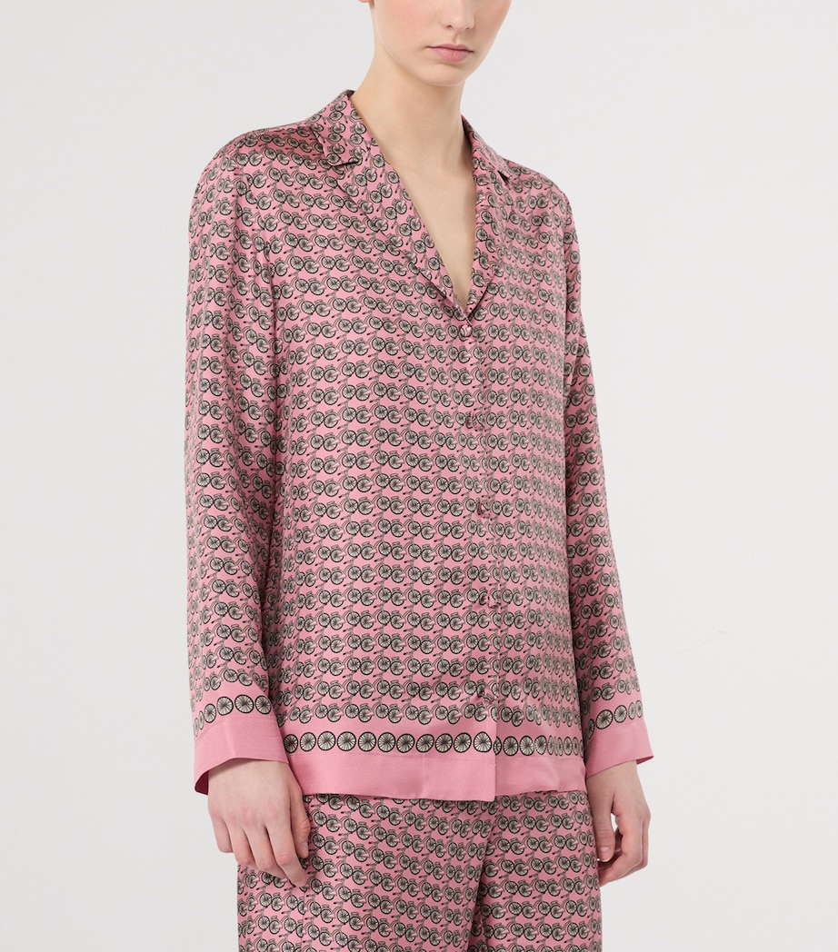 Max Mara Womens Silk Printed Shirt Pink Image 3
