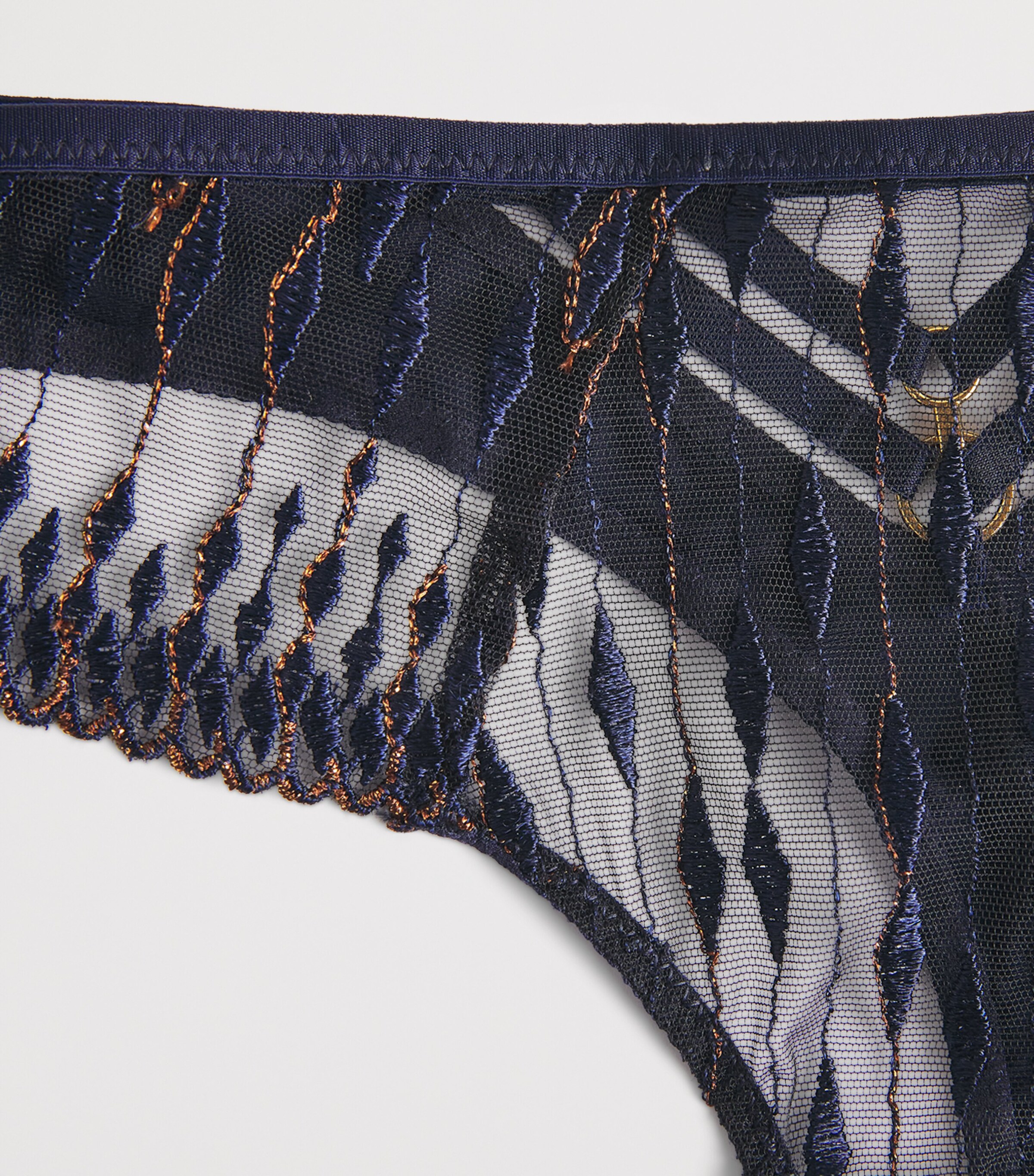 Aubade Womens Embroidered Voodoo Kiss Tanga Blue Moon Image 4