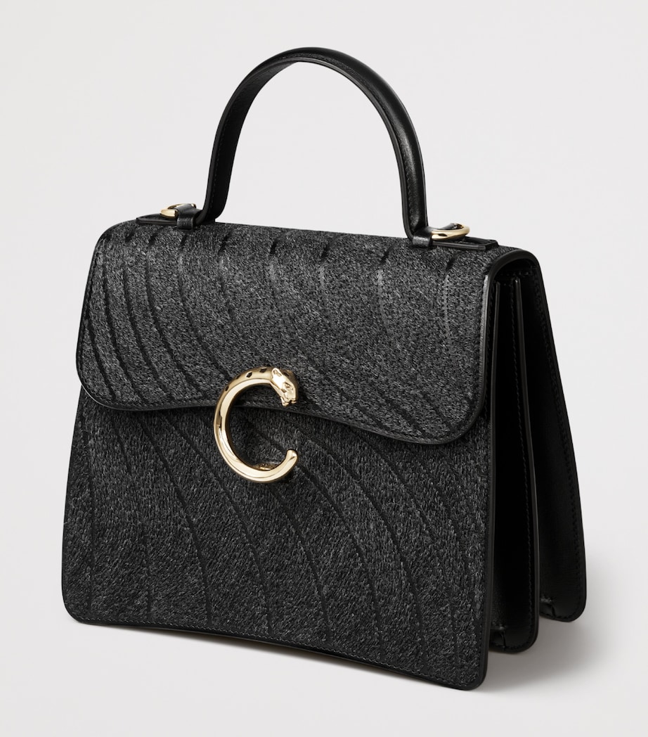 Small Leather Panthère de Cartier Top-Handle Bag BLACK Image 2