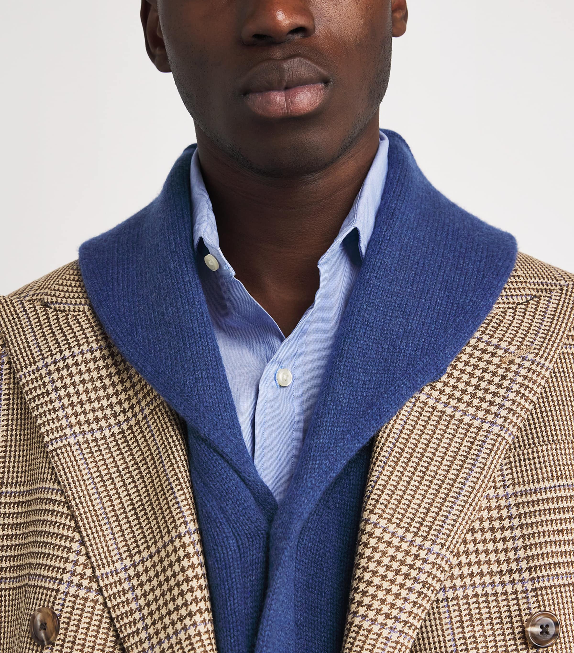 Wool-Cashmere Shawl-Collar Cardigan NAVY HEATHER Image 6