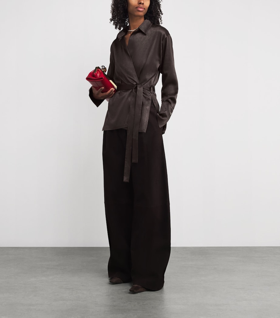 Satin Wrap Neel Shirt 208 ESPRESSO Image 2