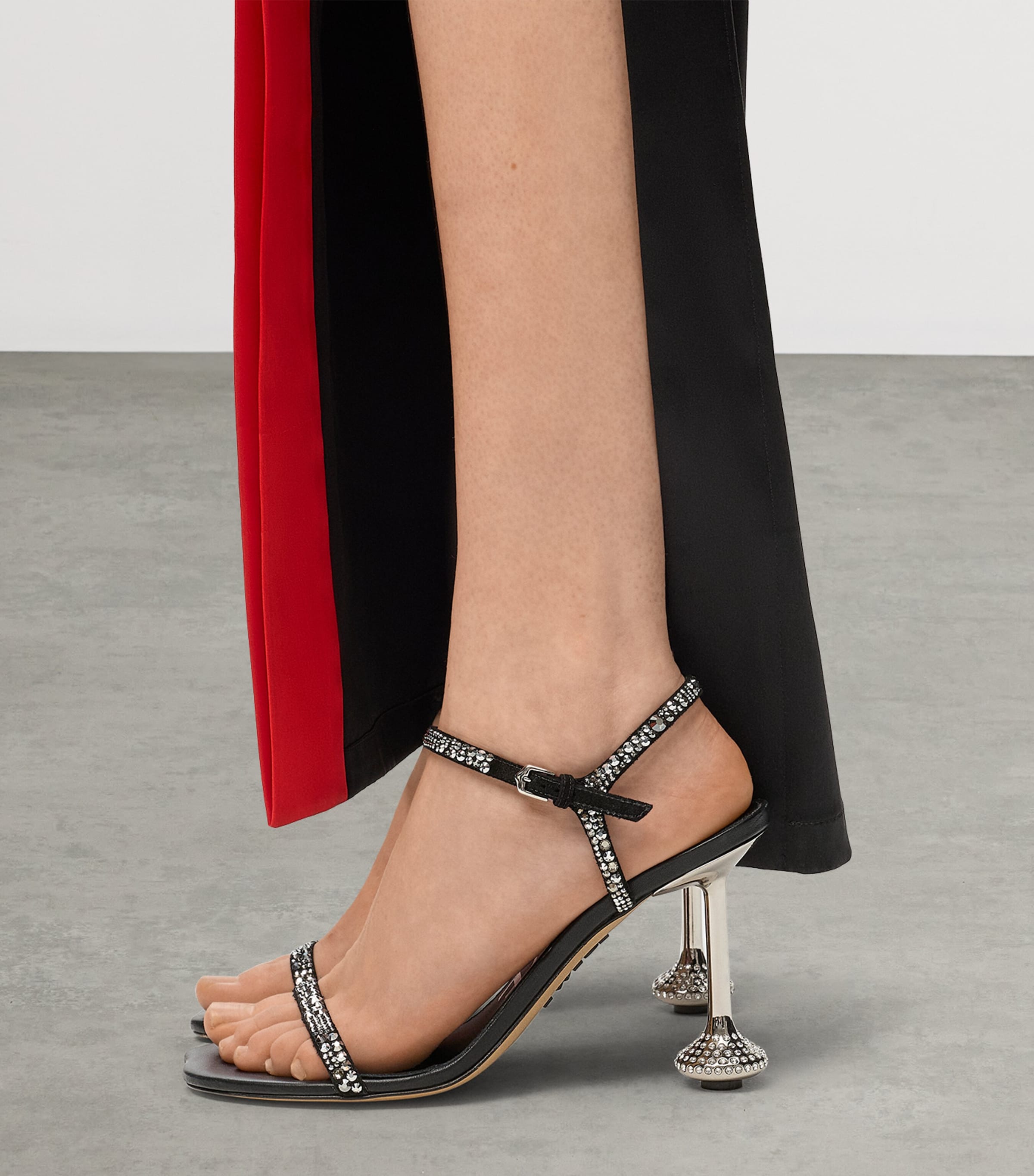 LOEWE Suede Embellished Toy Heeled Sandals 90 Black/silver Image 2