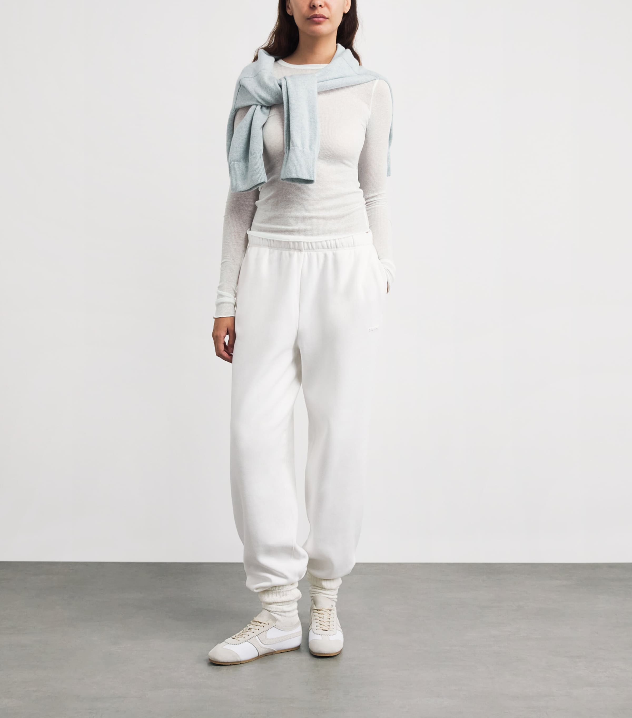 Skims Womens Ribbed Long-Sleeve T-Shirt Snow Image 2