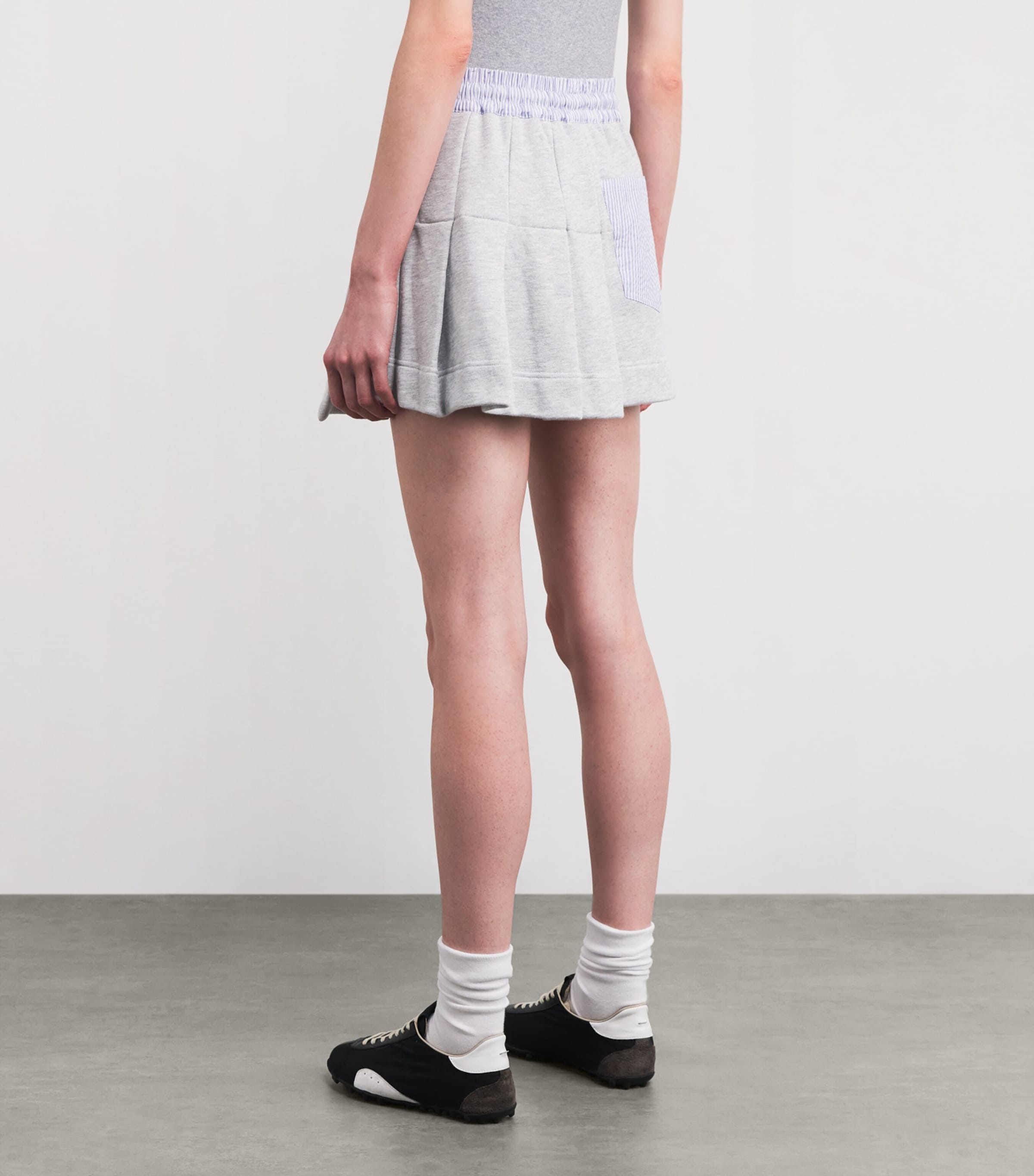 Cotton Cheerleader Mini Skirt GREY/WHITE STRIPE Image 4