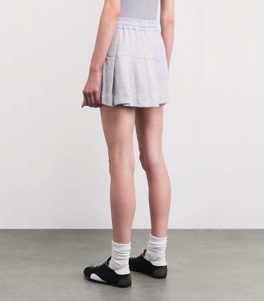 Cotton Cheerleader Mini Skirt GREY/WHITE STRIPE Image 4