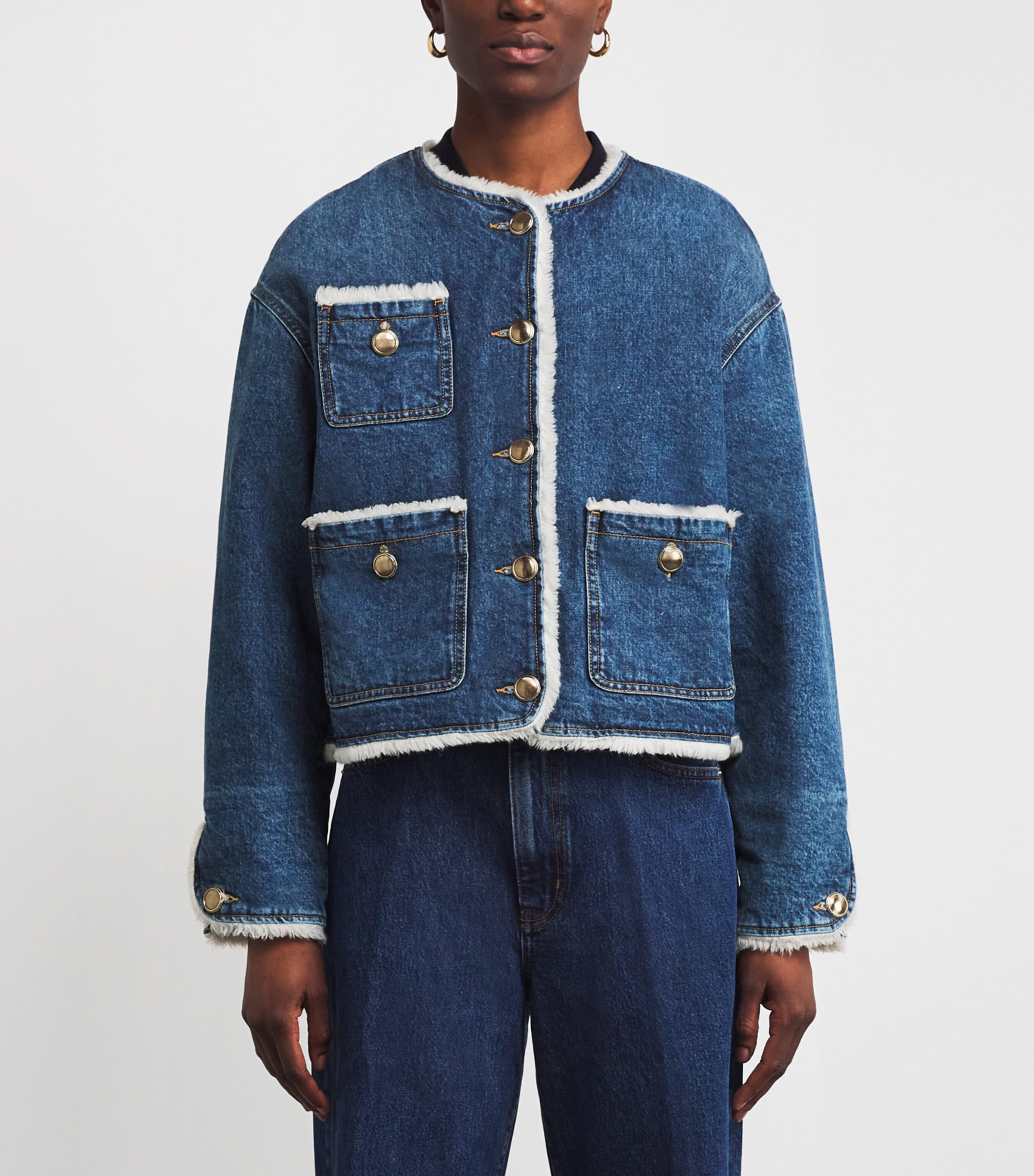 Faux Shearling-Lined Denim Jacket BLUE JEAN Image 3