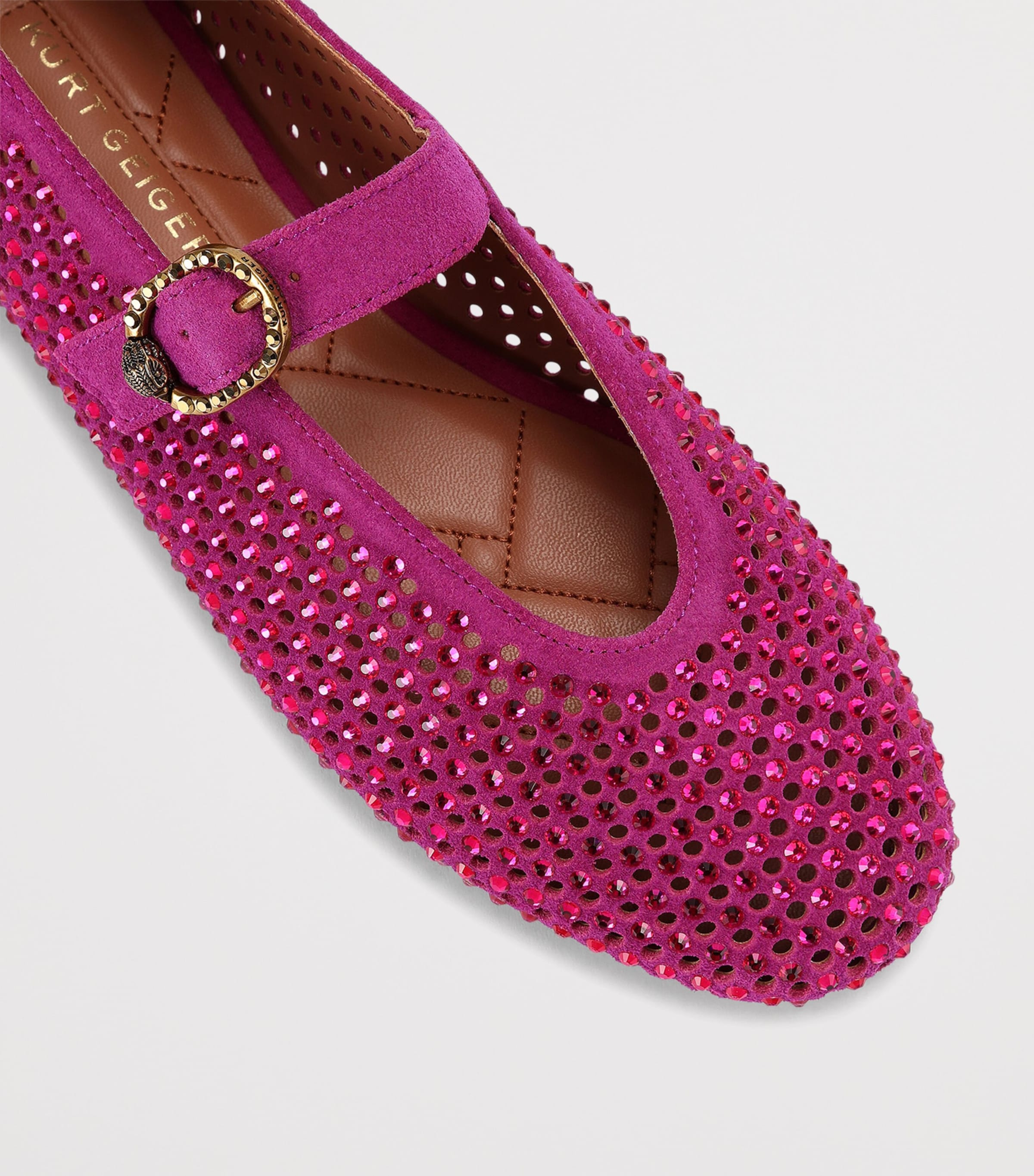 Kurt Geiger London Suede Mayfair Ballet Flats Fuchsia Image 2