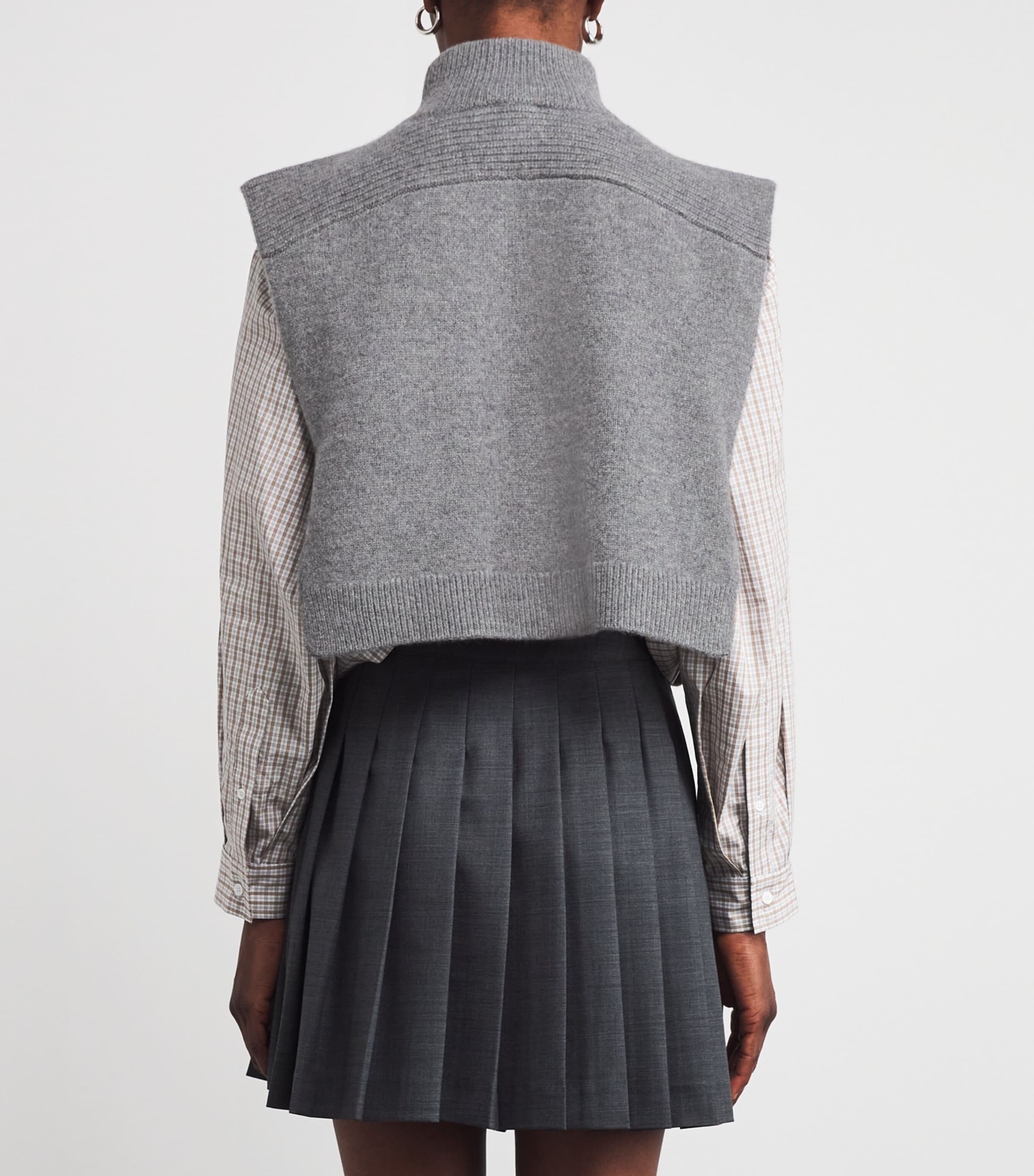 Wool Embroidered Sweater Vest MOTTLED GREY Image 4