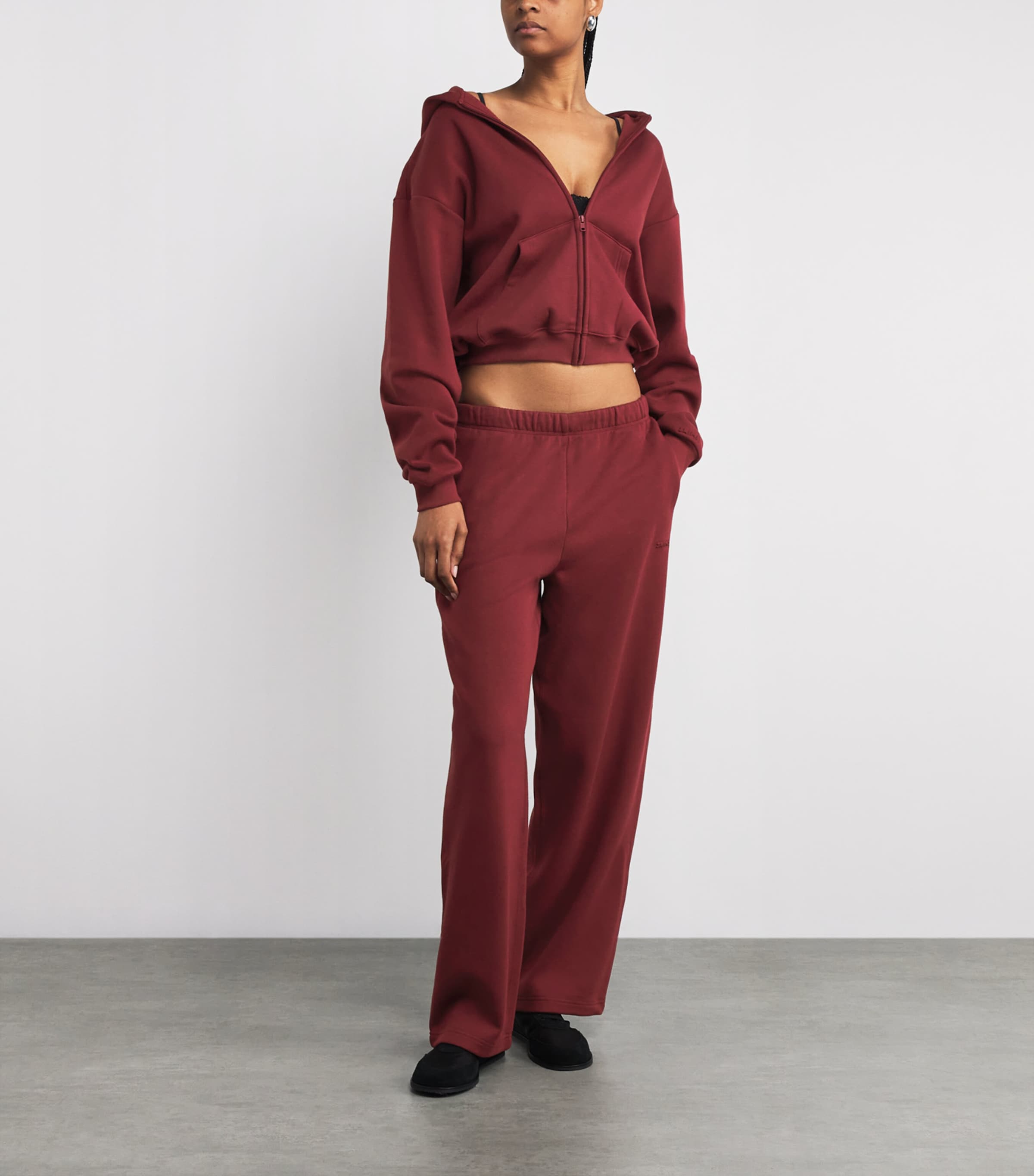 Cotton-Blend Fleece Zip-Up Hoodie MERLOT Image 2