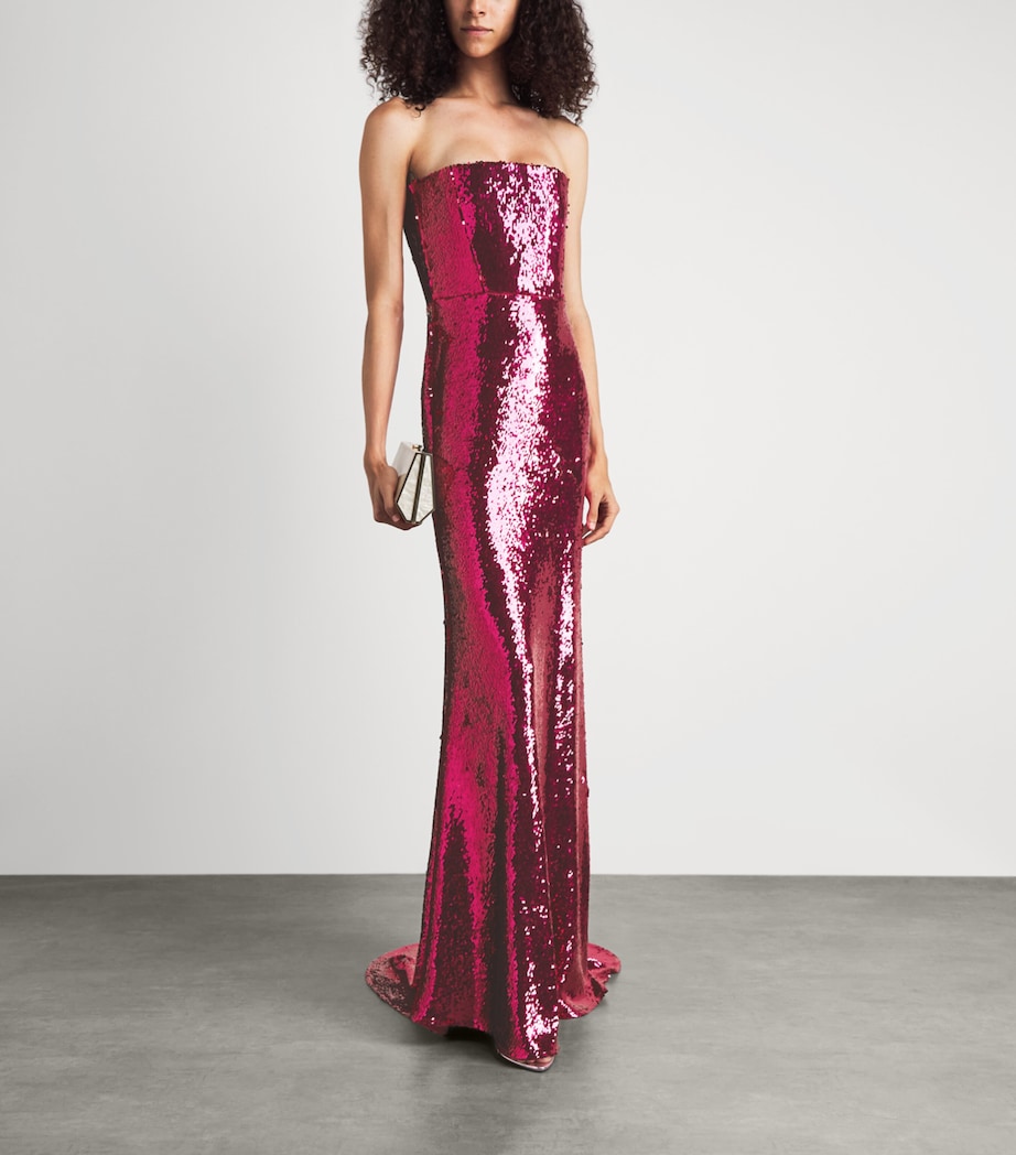 Alex Perry Womens Sequin Strapless Gown Raspberry Image 2
