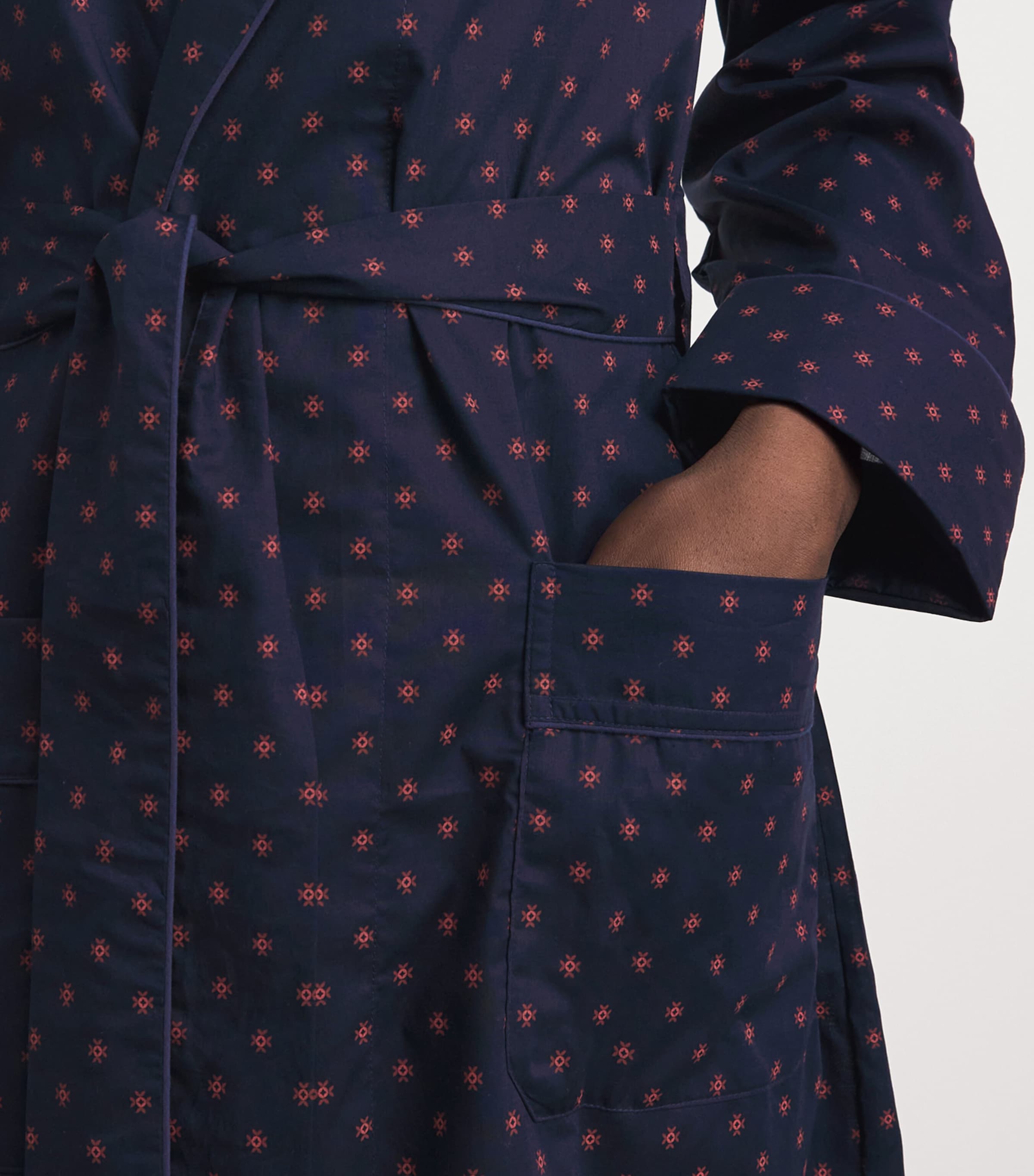 Derek Rose Mens Printed Nelson Robe Nav Image 5