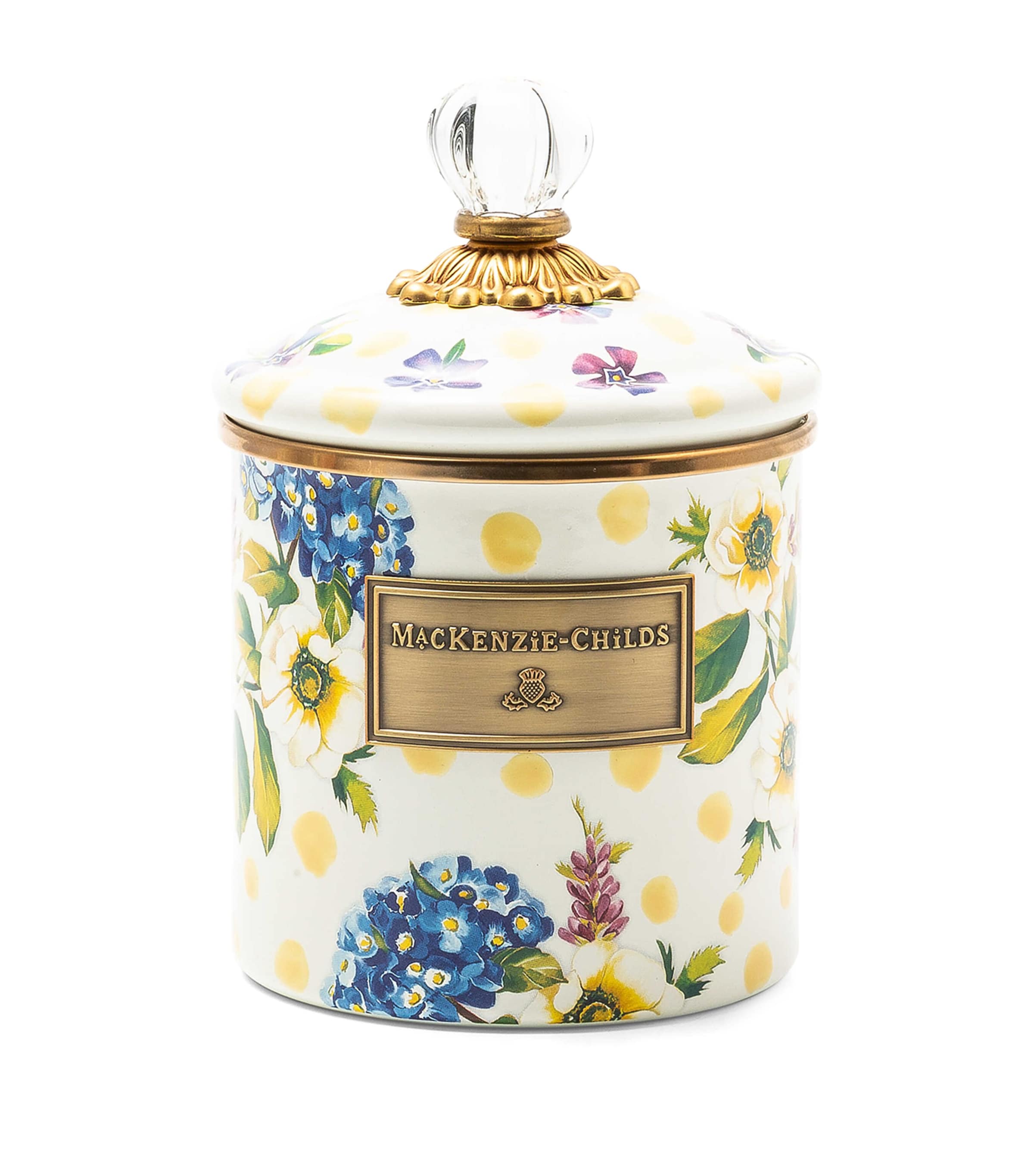Mackenzie-childs Mackenzie Childs Wildflowers Small Enamel Canister In Yellow
