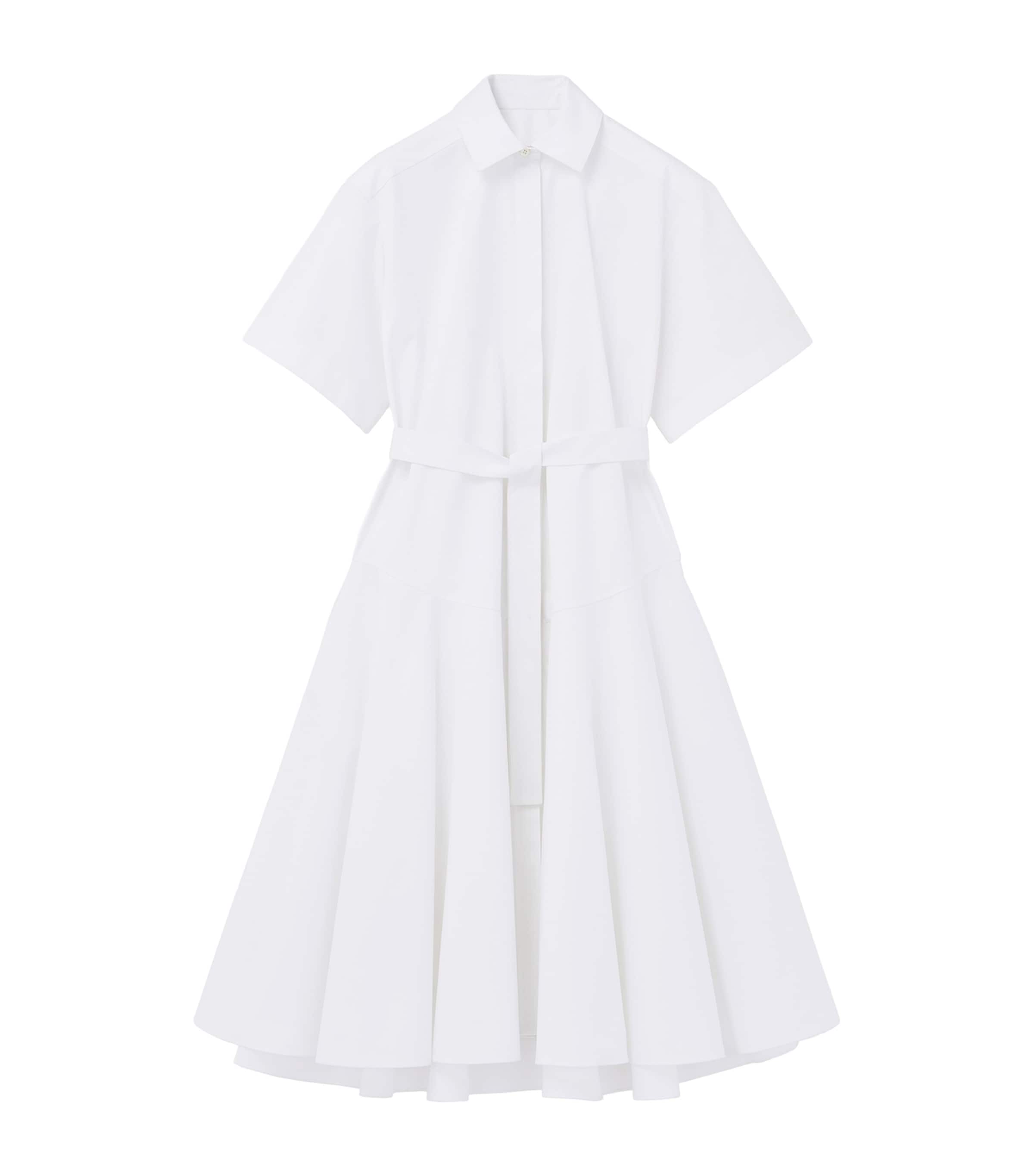 Alexander Mcqueen Poplin Midi Dress In White