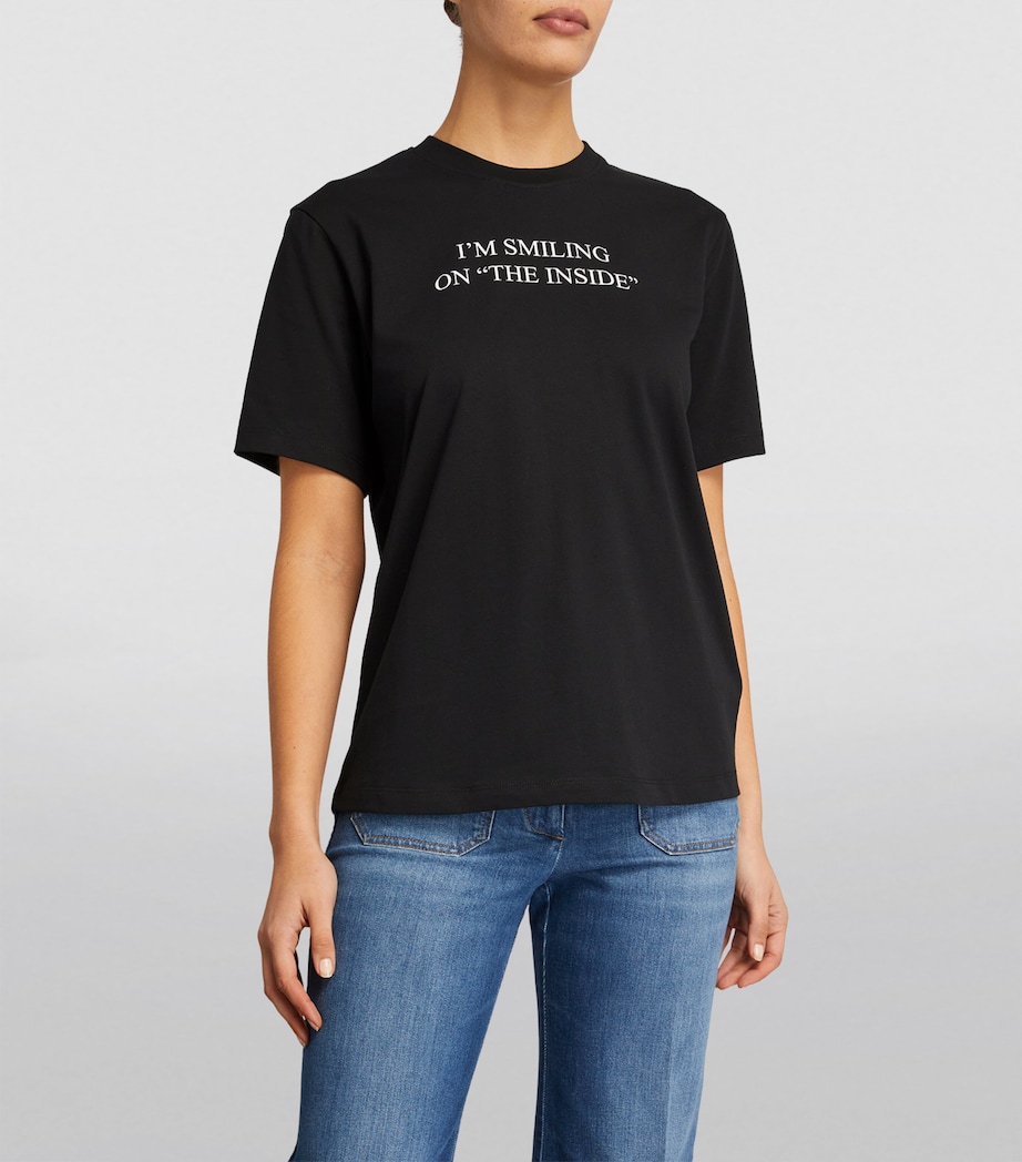 Organic Cotton Slogan T-Shirt BLACK Image 3