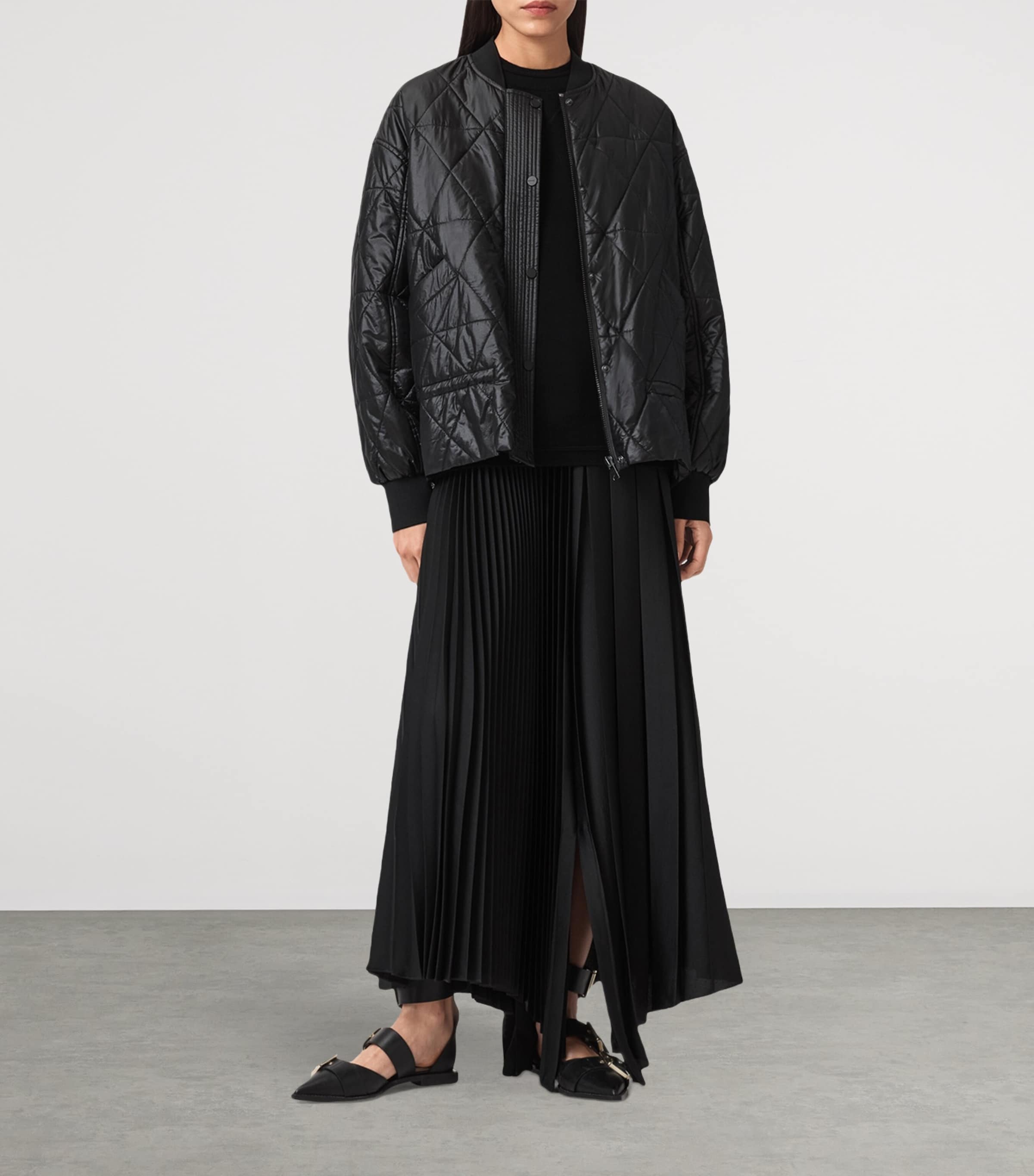 Quilted Alii Bomber Jacket BLACK Image 2
