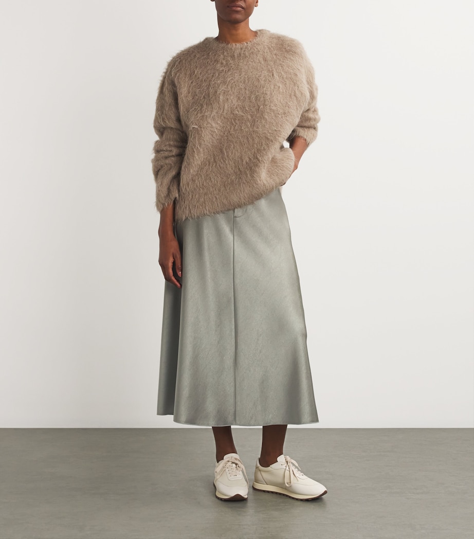 Satin A-Line Midi Skirt 380SMK SMOKY MOSS Image 2