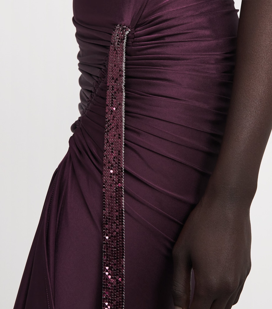 Rabanne Womens Embellished Midi Dress Burgundy Image 5