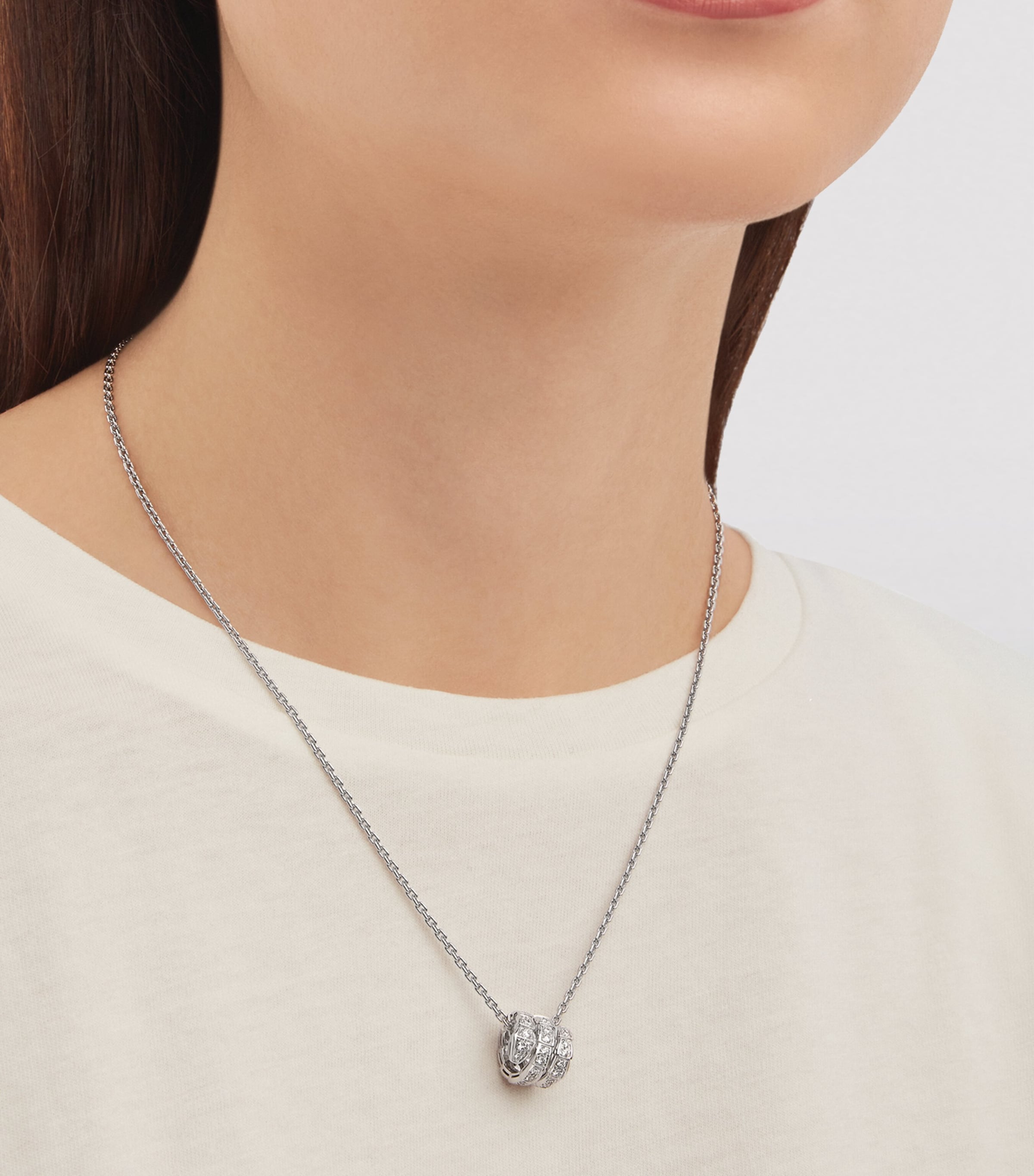 White Gold and Diamond Serpenti Viper Necklace WHITE GOLD Image 3