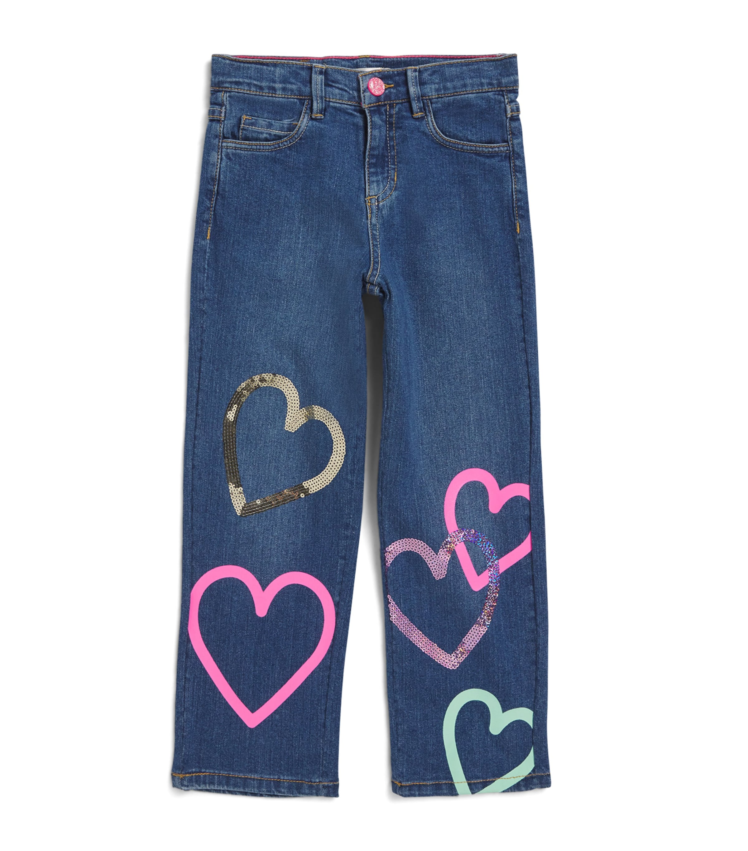 Shop Billieblush Heart Print Jeans In Blue