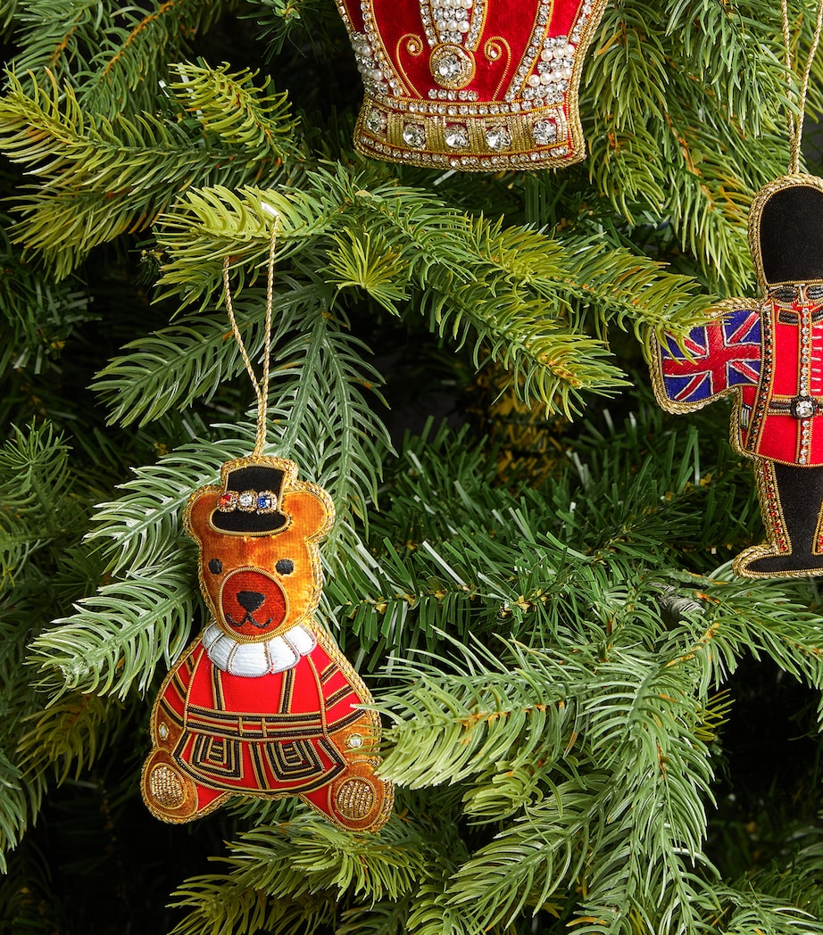 Uniformed Bear Tree Decoration RED/GOLD Image 2