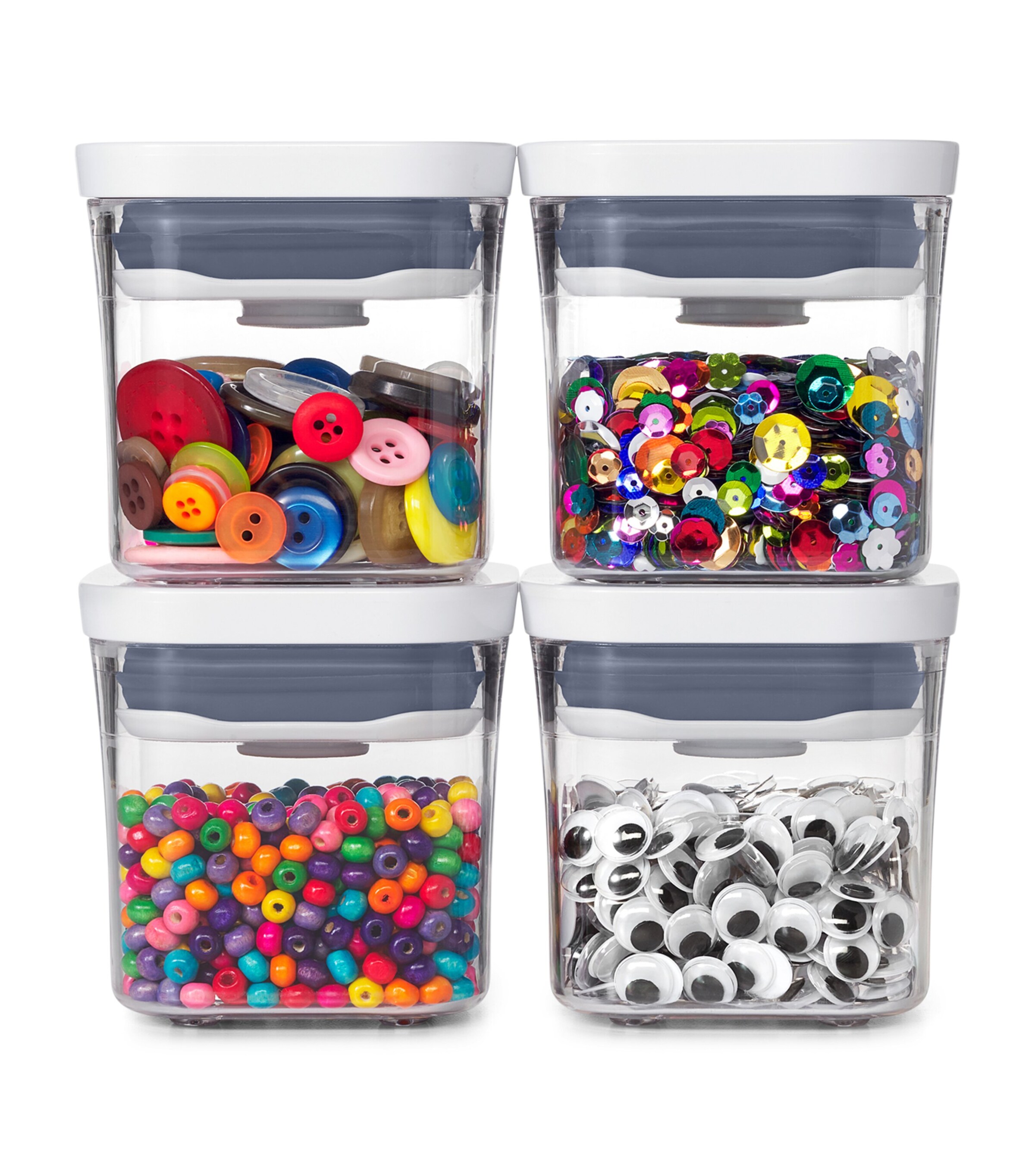 Set of 4 Mini POP Containers CLEAR/WHITE Image 5