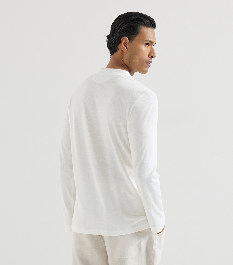 Brunello Cucinelli Mens Linen-Cotton Long-Sleeve T-Shirt Image 5