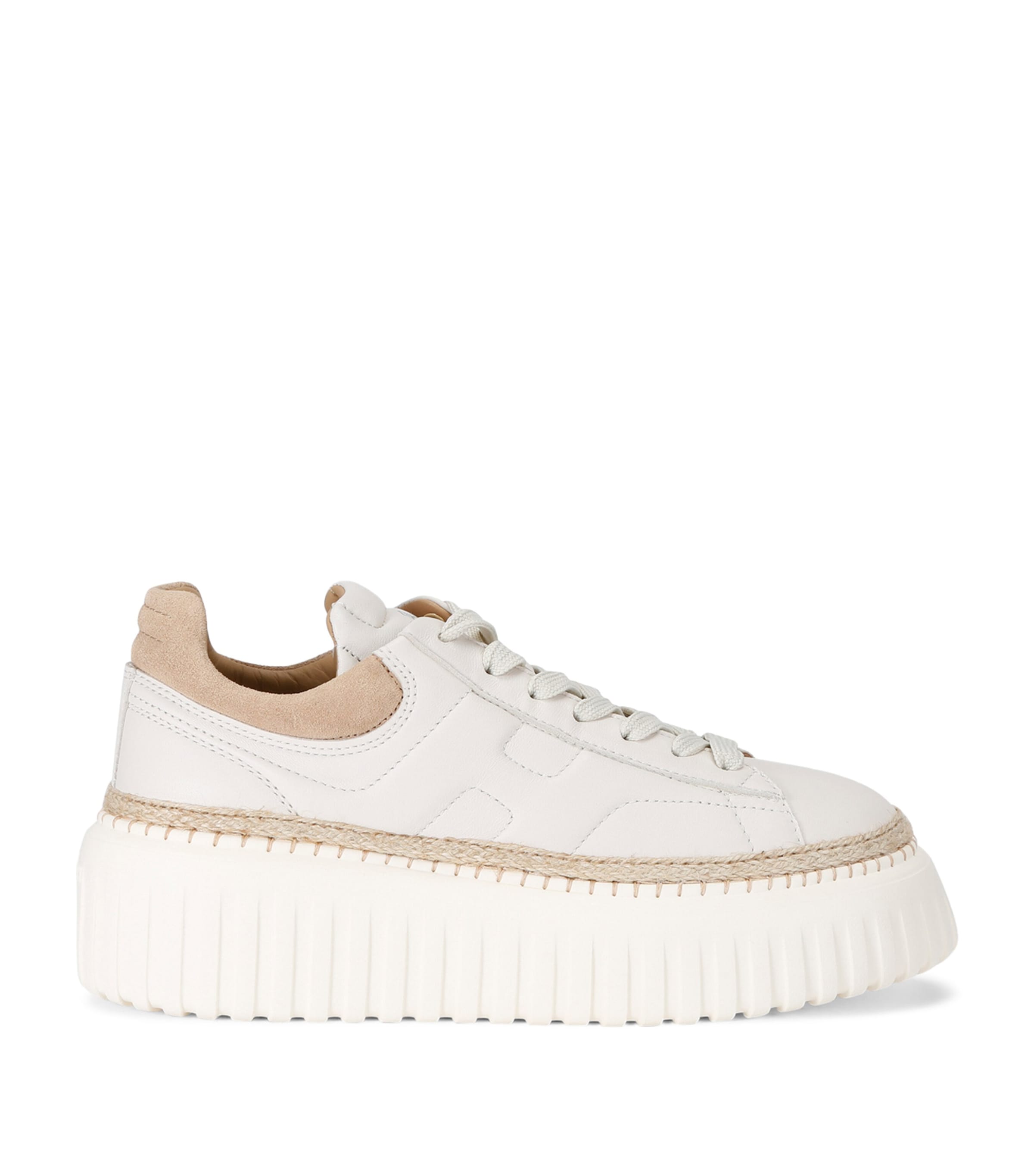 Hogan Leather H-stripes Platform Sneakers In White