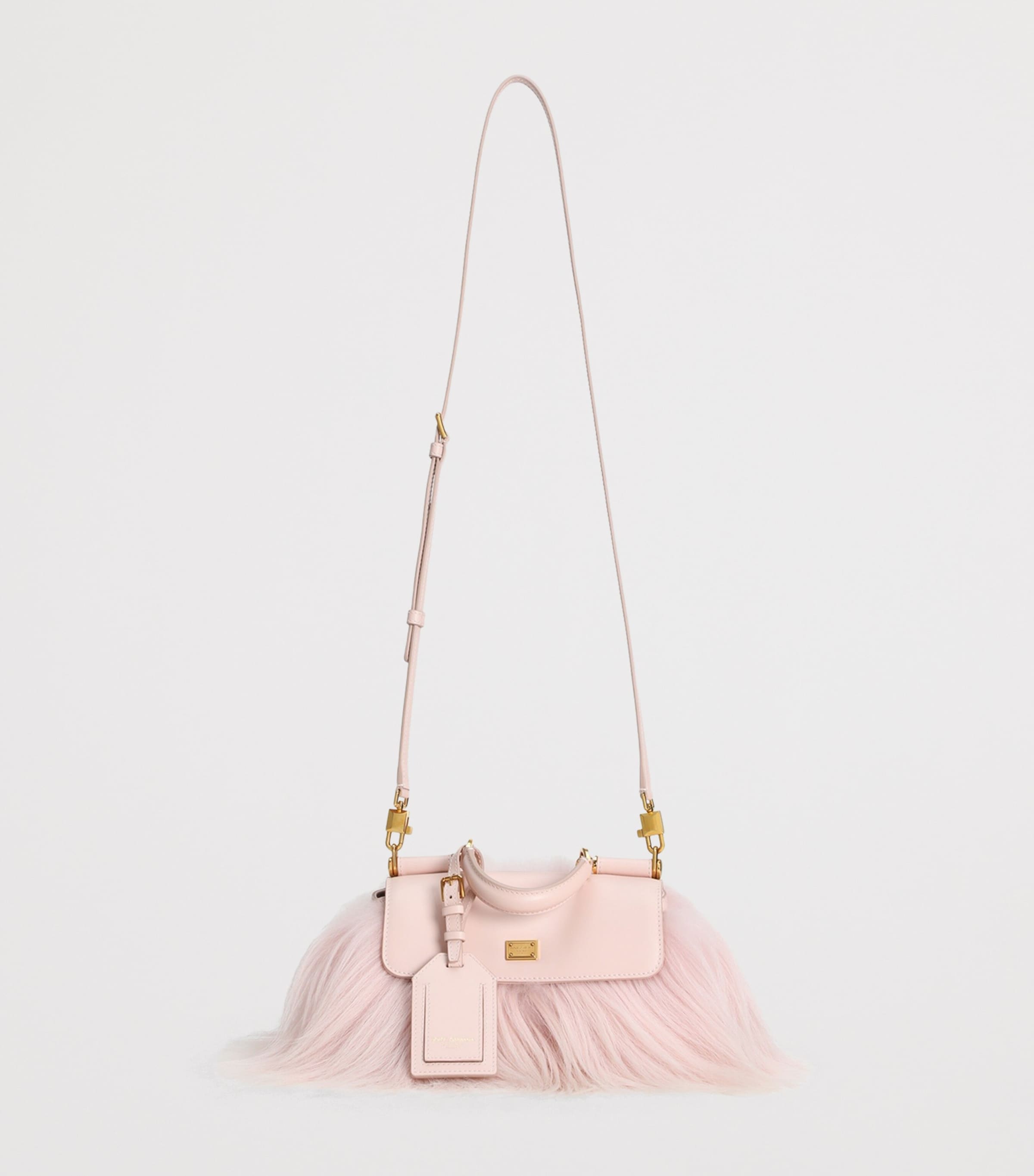 Dolce&Gabbana Mini Goat Fur-Calfskin My Sicily Top-Handle Bag Cipria/po Image 5