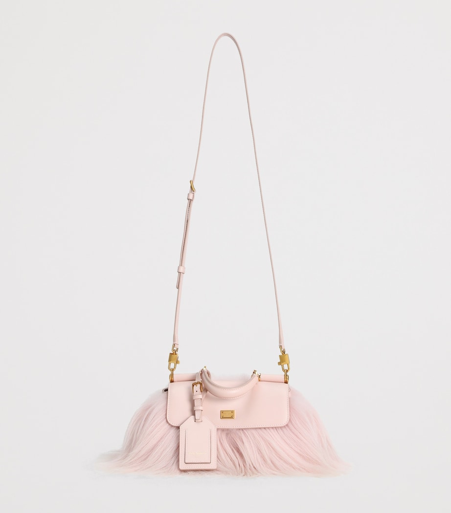 Dolce&Gabbana Mini Goat Fur-Calfskin My Sicily Top-Handle Bag Cipria/po Image 5
