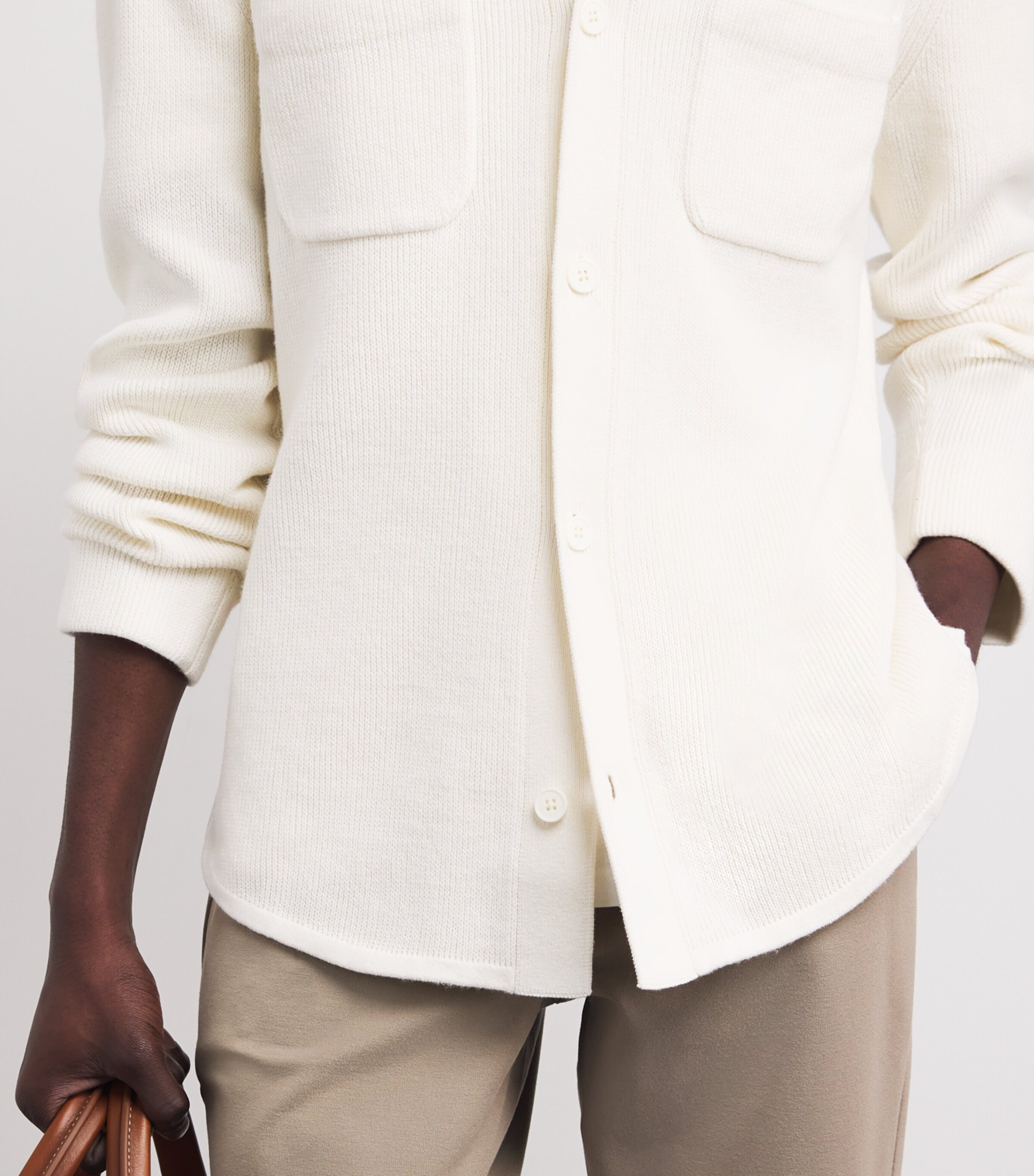 PAIGE Mens Cotton-Wool Mason Cardigan Cream Tusk Image 3