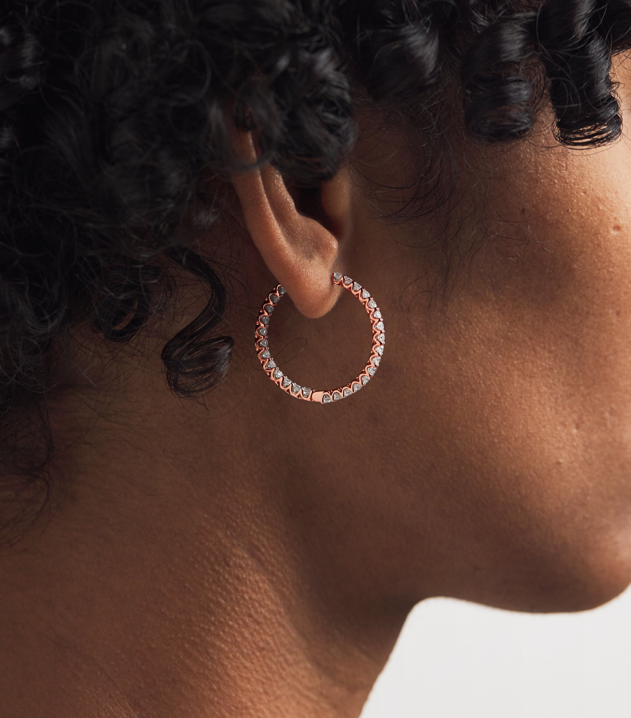 Rose Gold and Diamond Hoop Earrings (2.00ctw) ROSE GOLD Image 2