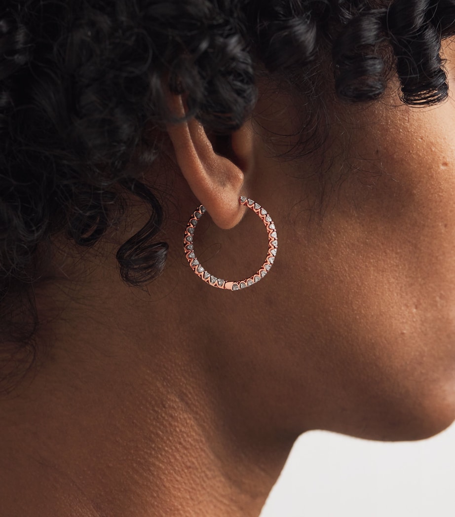 Rose Gold and Diamond Hoop Earrings (2.00ctw) ROSE GOLD Image 2