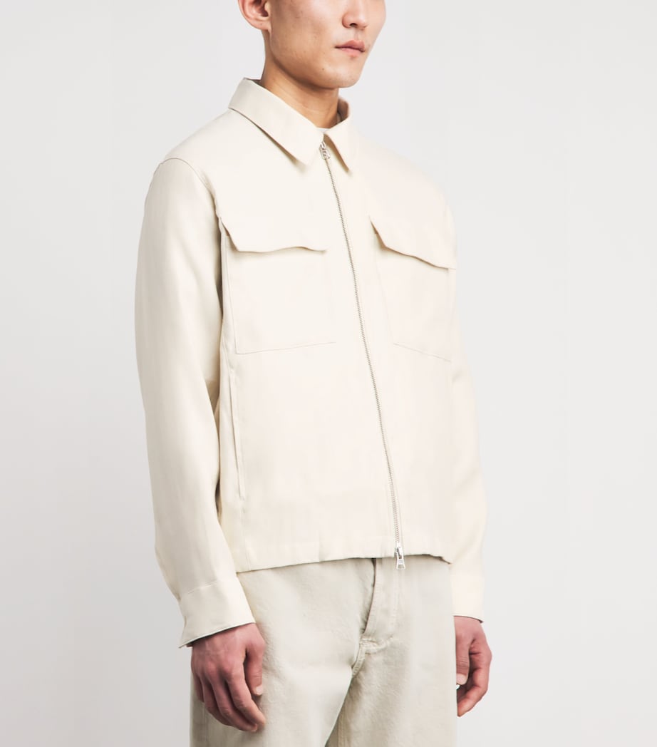 NN.07 Mens Viscose-Linen Zip-Up Overshirt Ivory Image 4