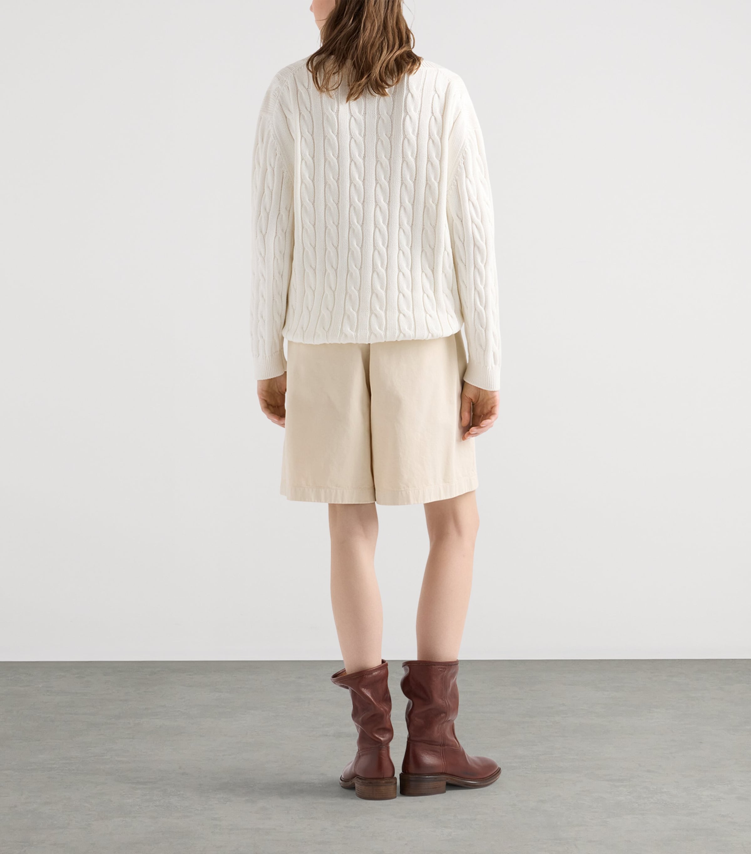Prada Womens Cotton Cable-Knit Cardigan White Image 5
