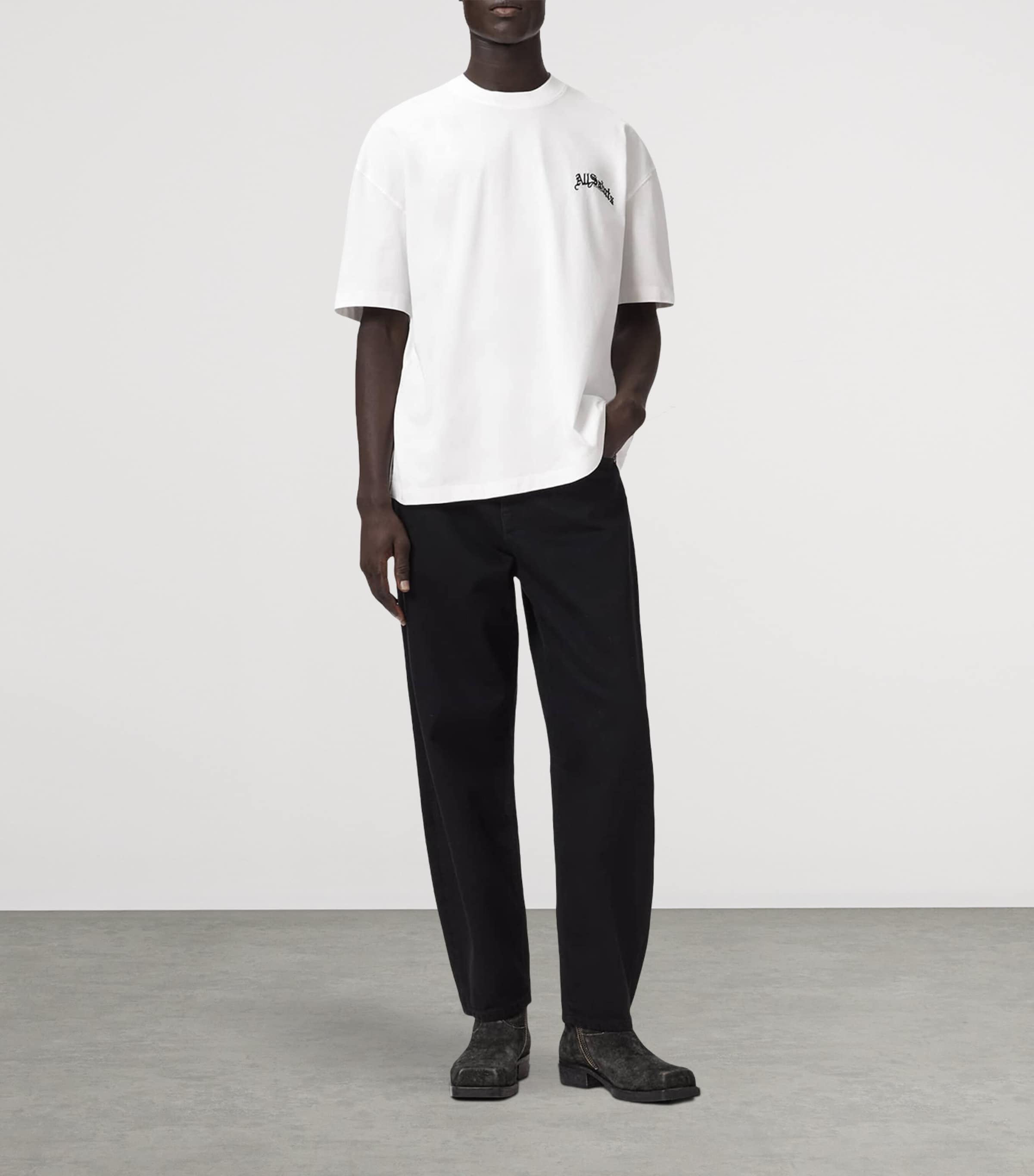 AllSaints Mens Organic Cotton Descent T-Shirt Ashen White Image 2