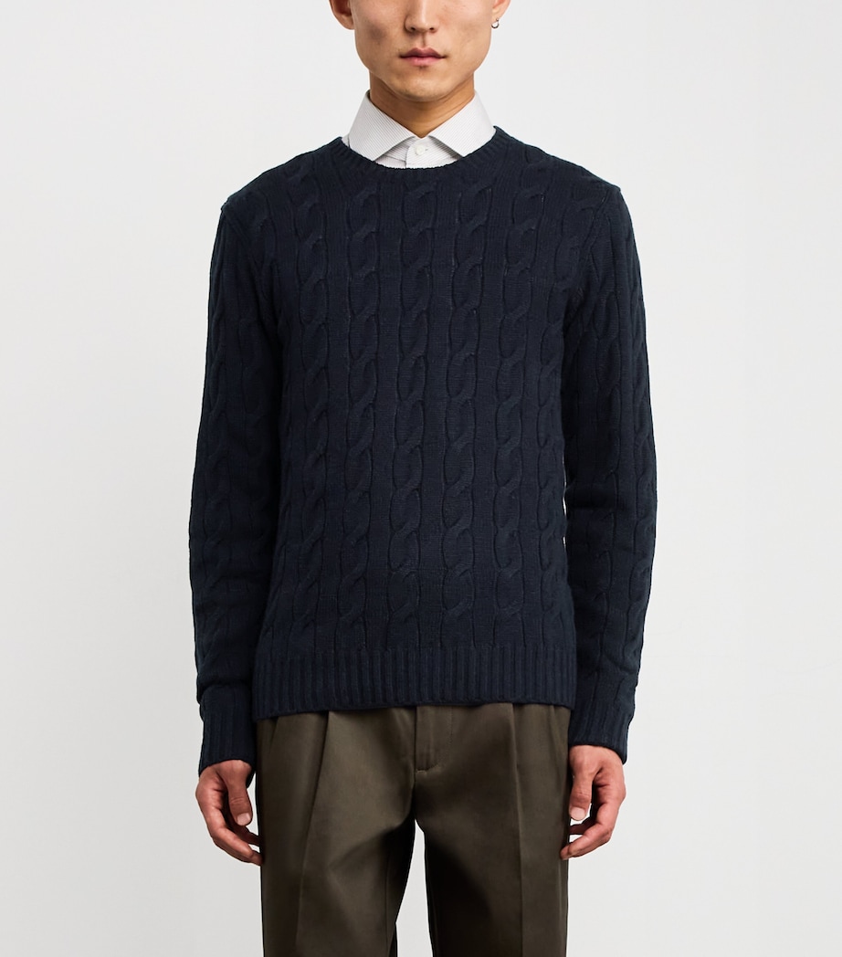 Cashmere Cable-Knit Sweater  CHAIRMAN NAVY Image 3