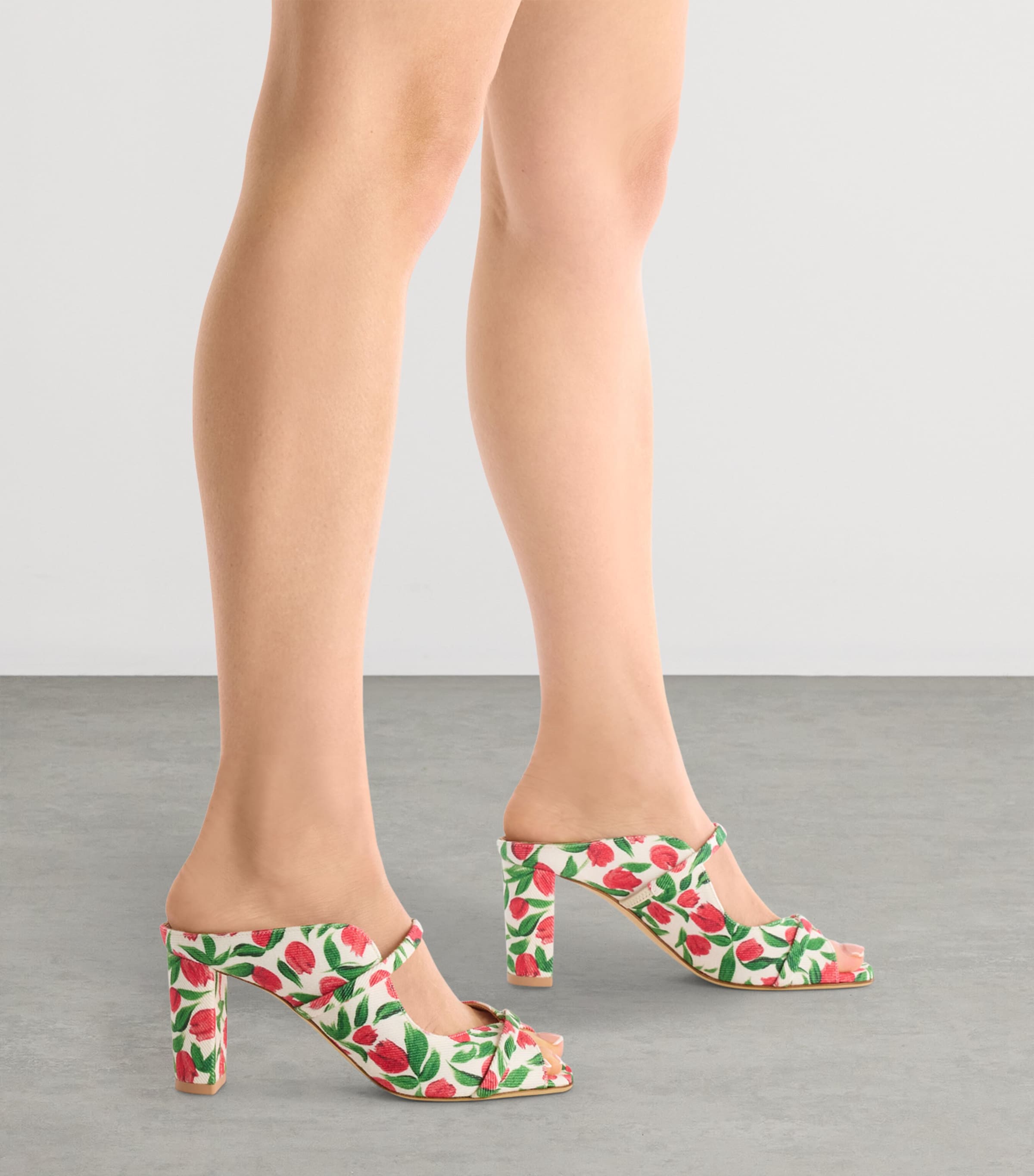 Malone Souliers Canvas Tulip Print Norah Heeled Sandals 70 Red Image 2